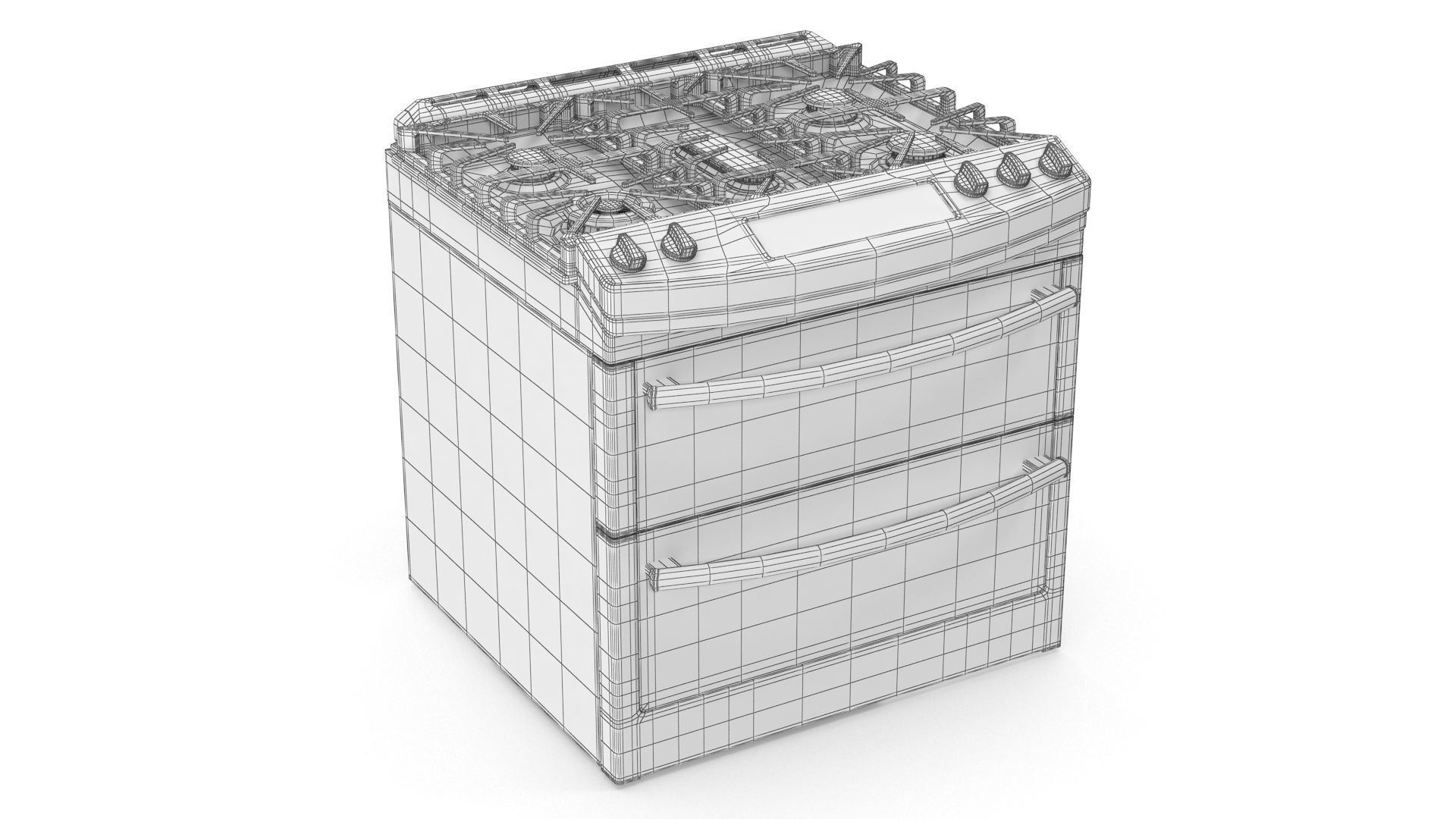 Oven Gas Range Low-poly 3D model_7