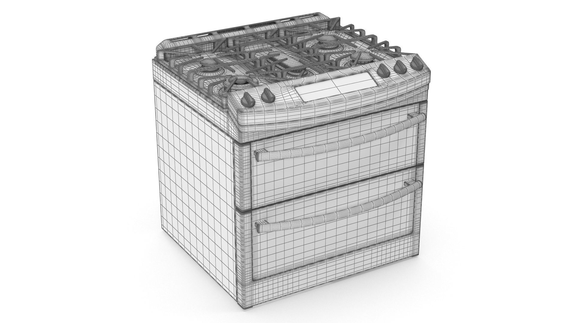 Oven Gas Range Low-poly 3D model_8