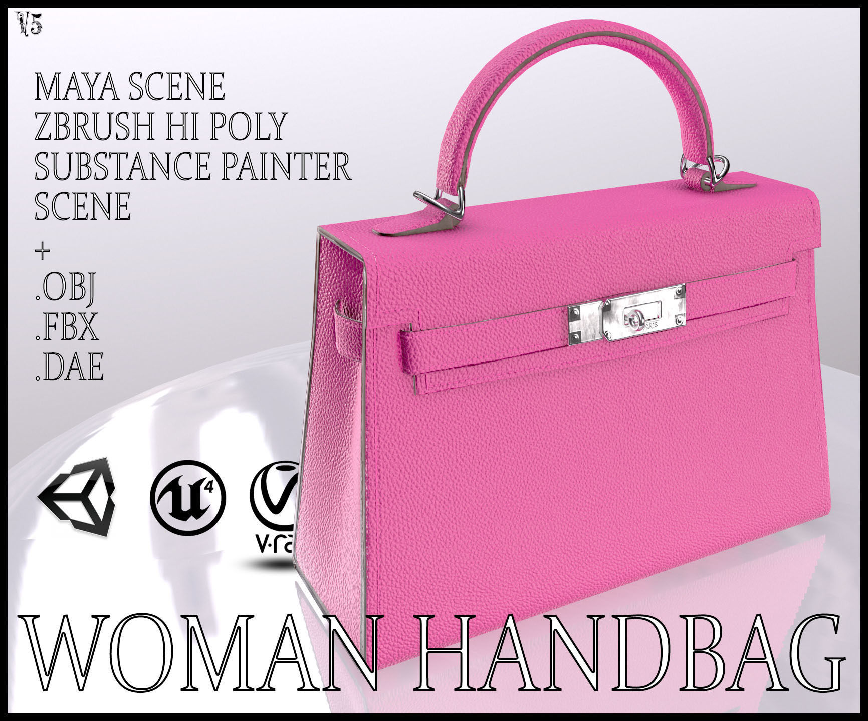 Woman Handbag 3D Model Collection_10