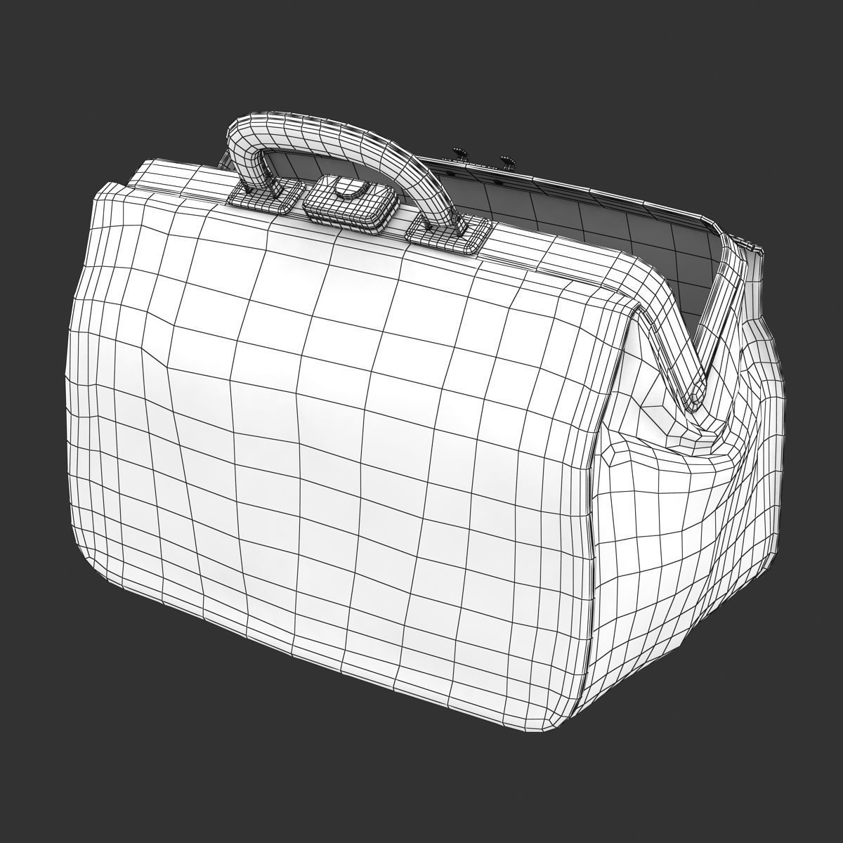 Doctors Black Bag Low-poly 3D model_10