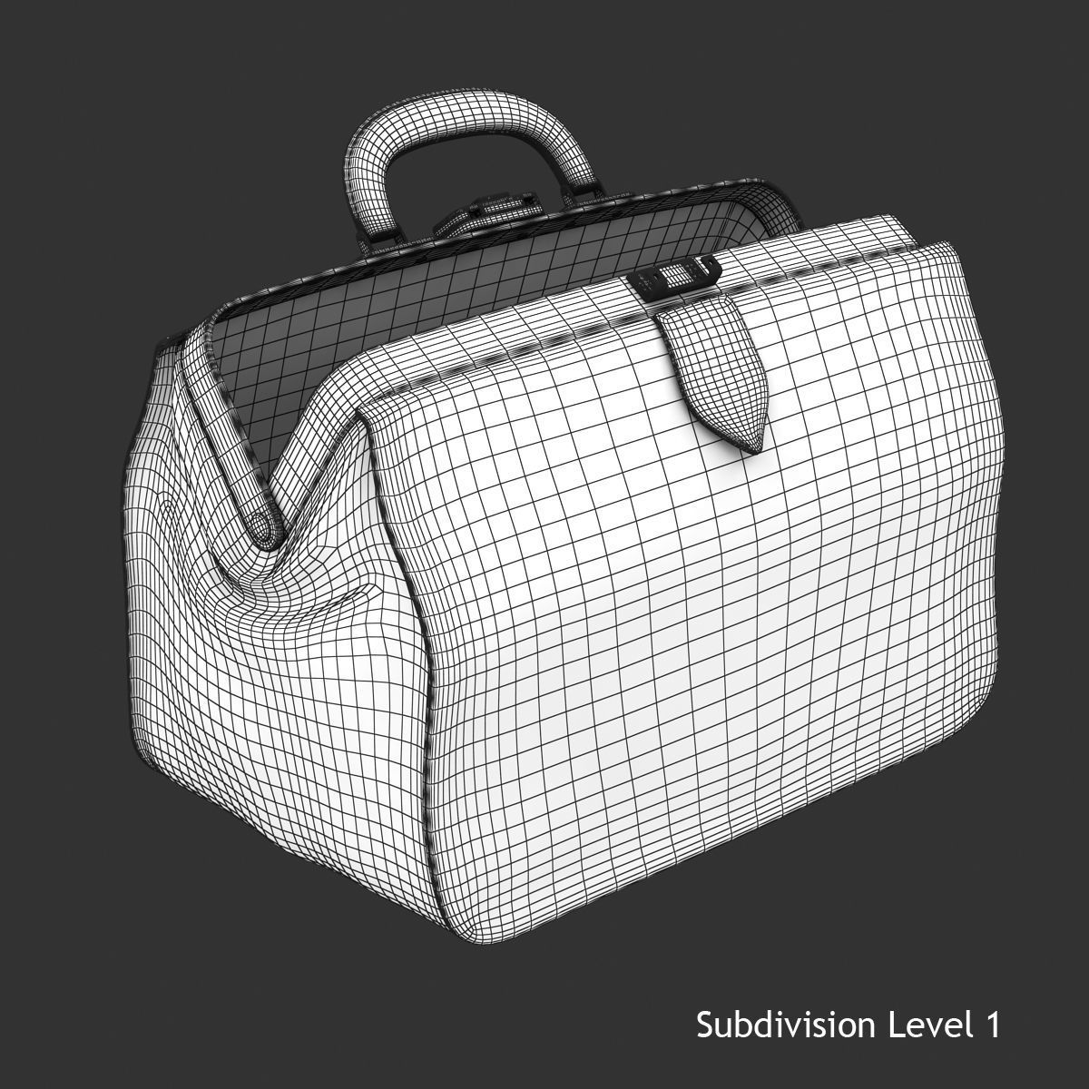 Doctors Black Bag Low-poly 3D model_9
