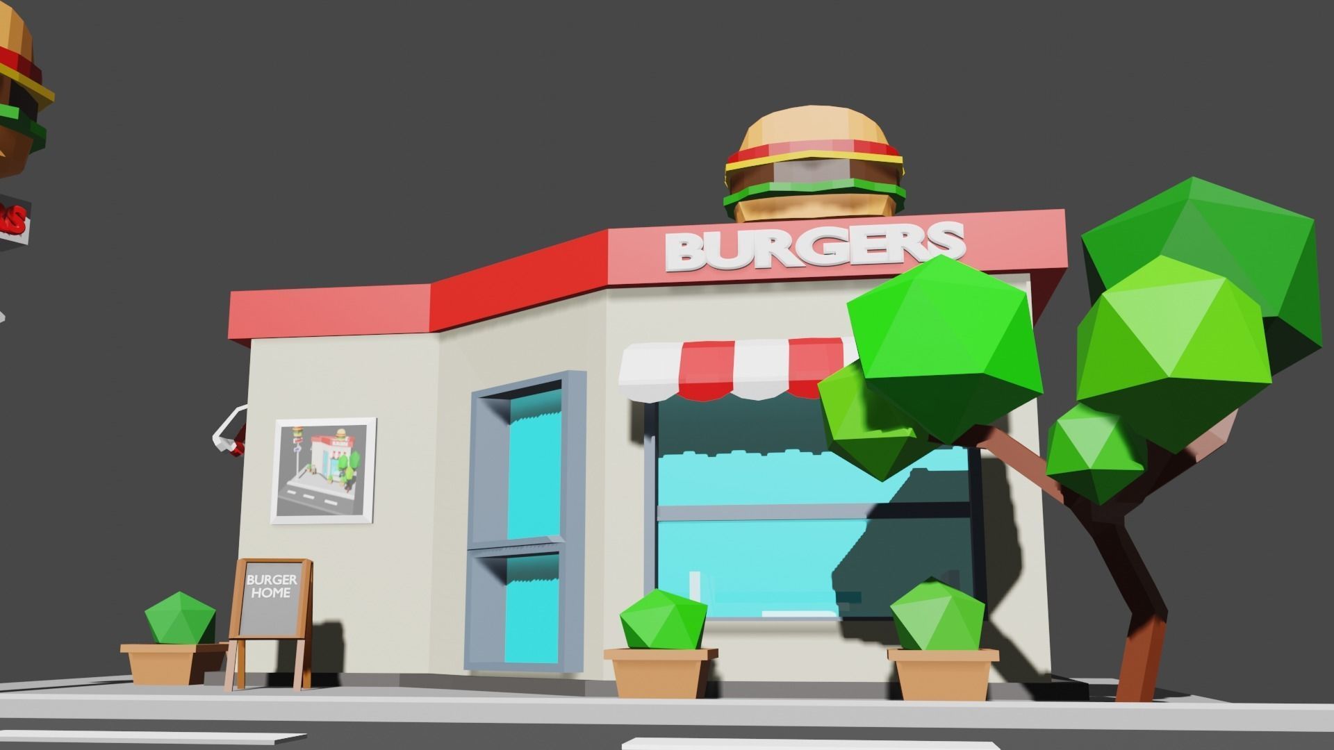Burger House Low-poly 3D model_8