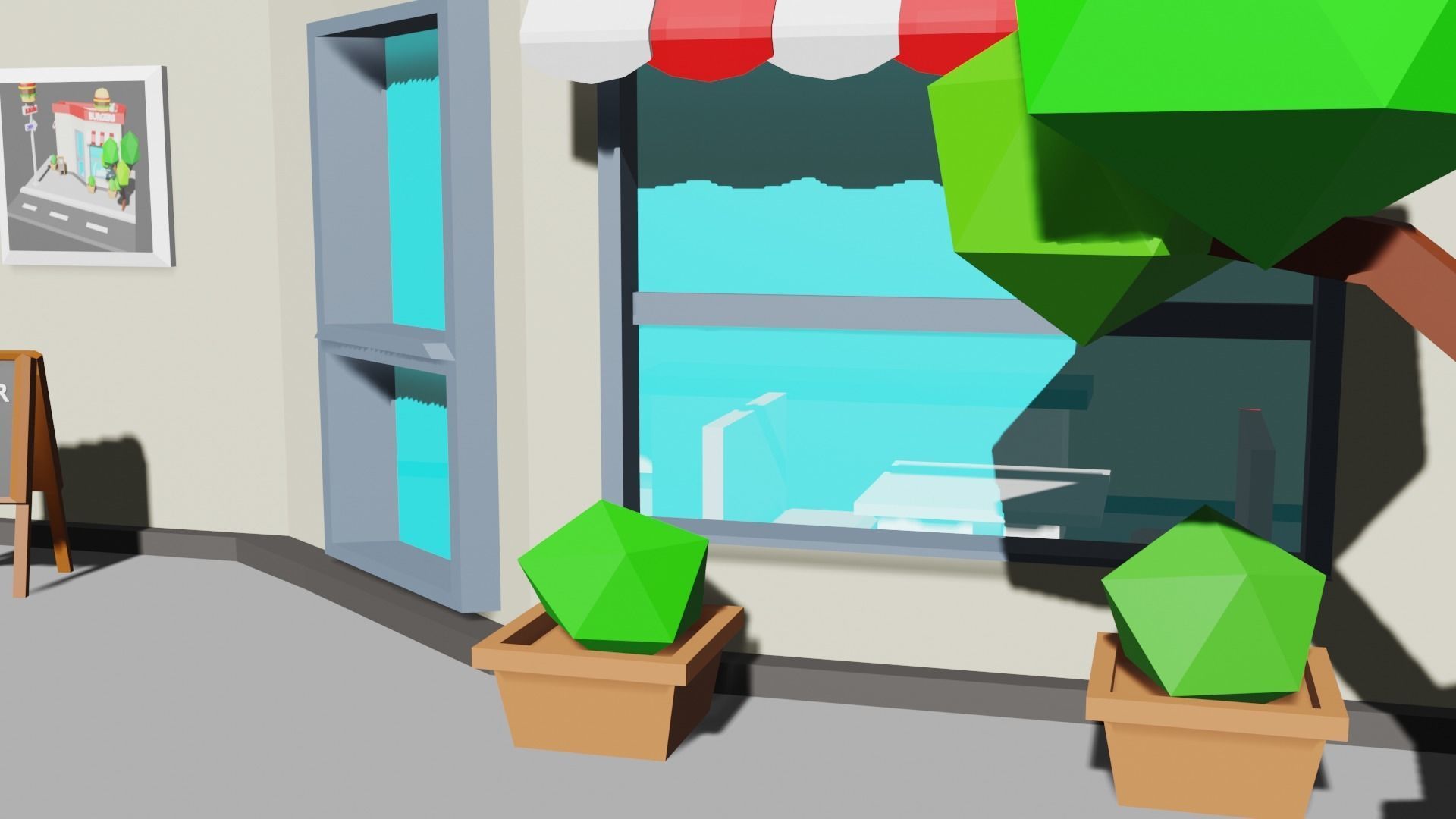 Burger House Low-poly 3D model_7