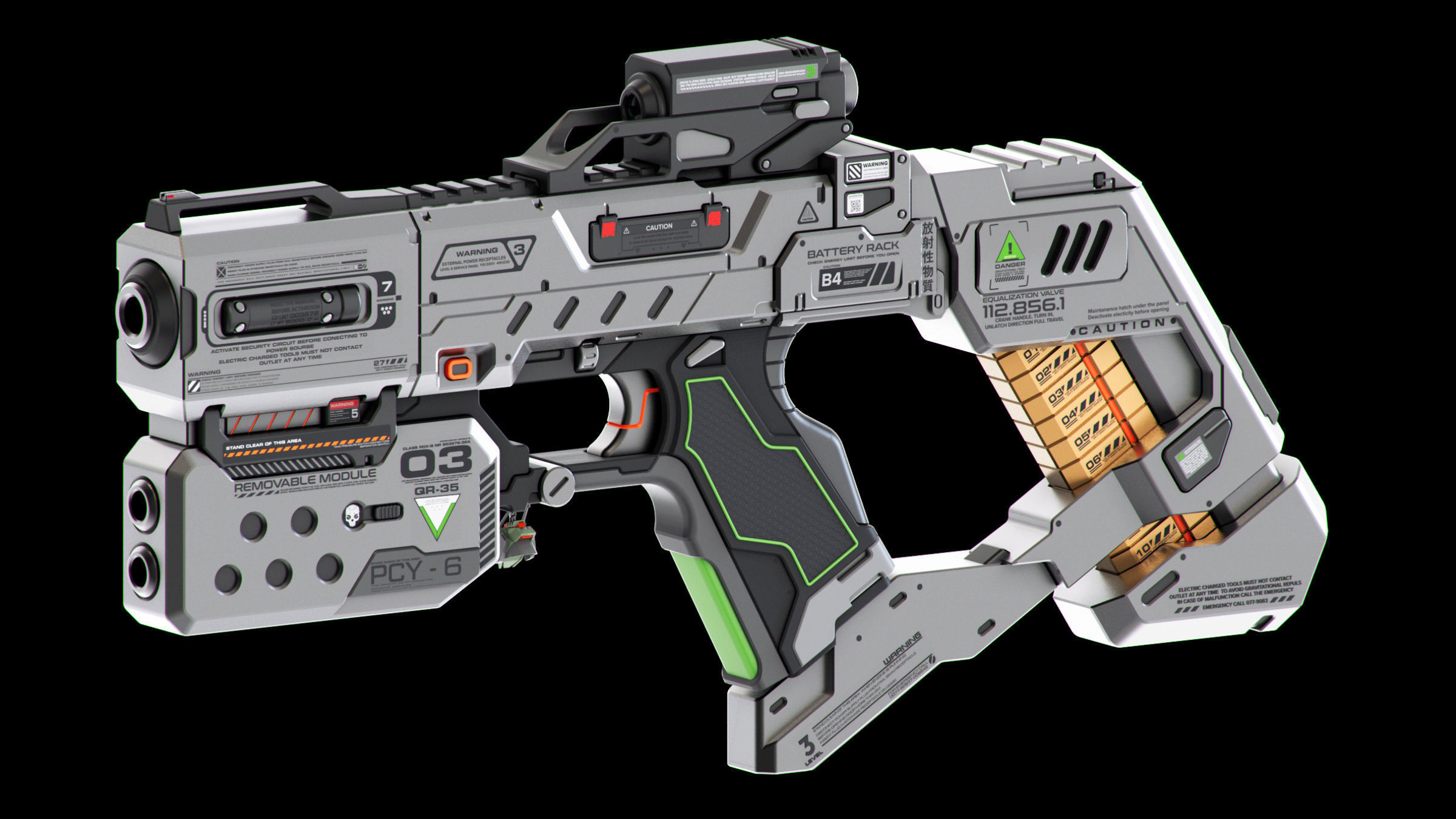 Sci-Fi Guns Set Kitbash 3D model_22