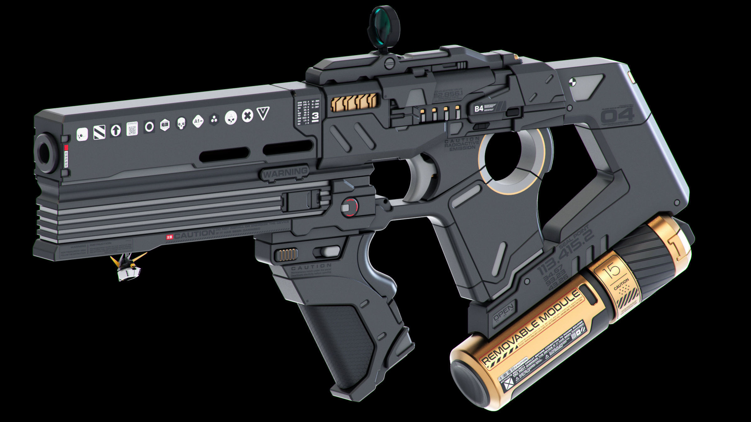 Sci-Fi Guns Set Kitbash 3D model_10