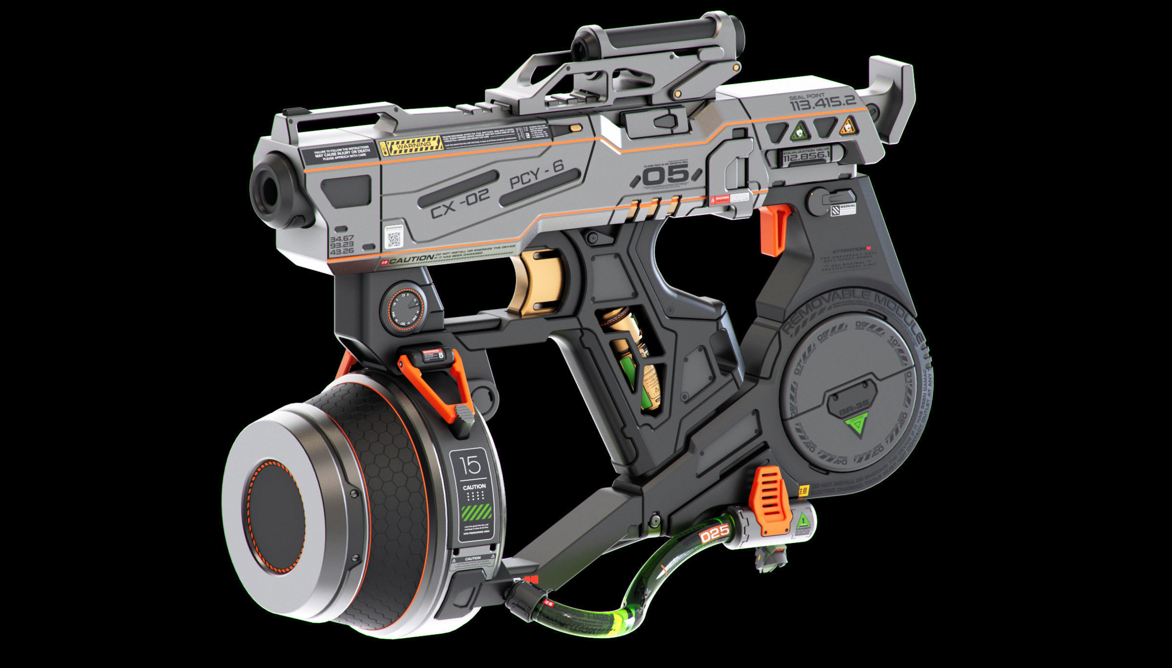 Sci-Fi Guns Set Kitbash 3D model_20