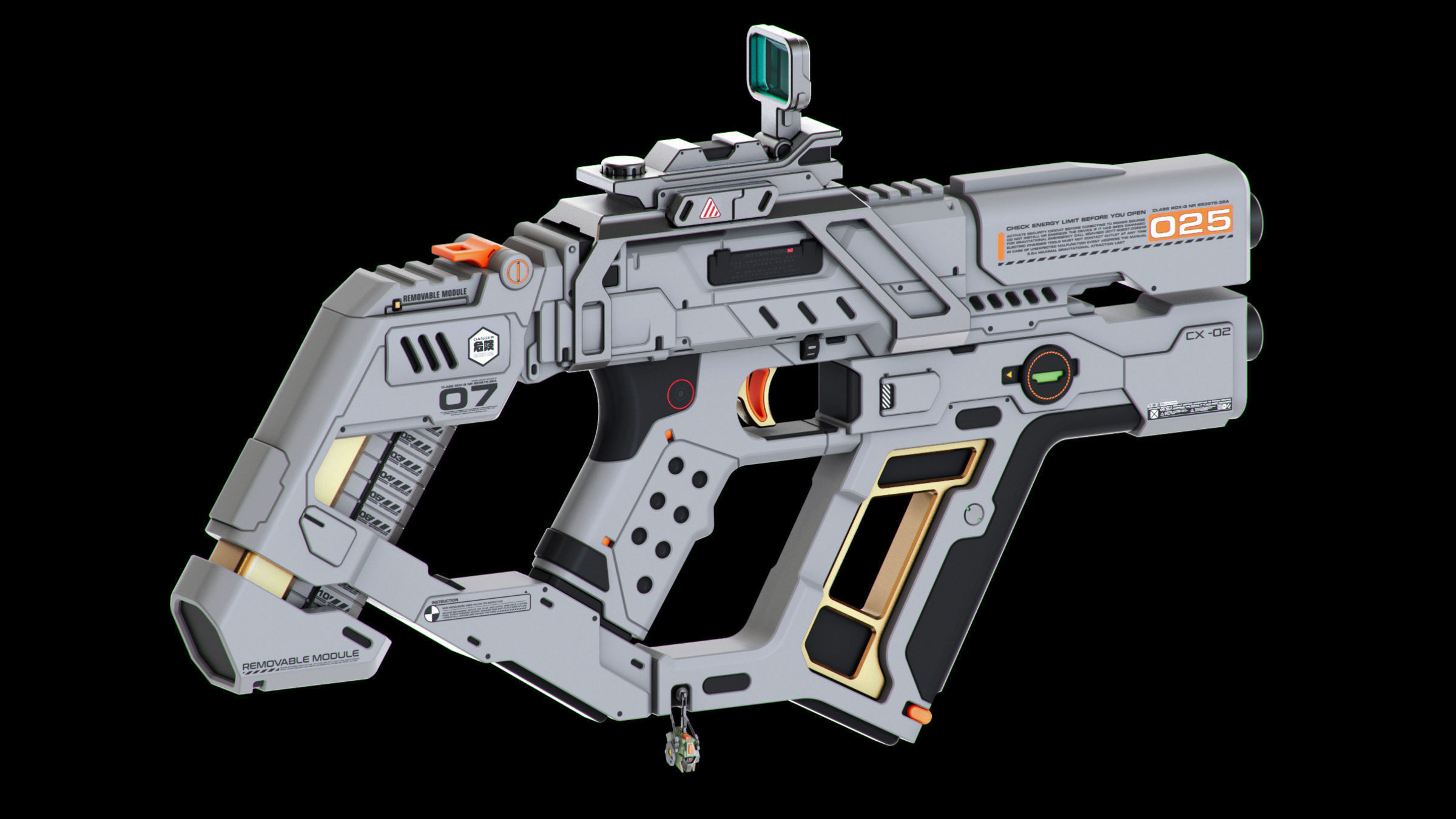 Sci-Fi Guns Set Kitbash 3D model_17