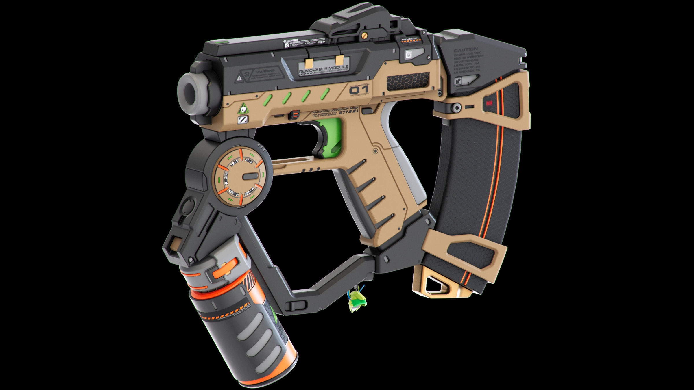 Sci-Fi Guns Set Kitbash 3D model_14