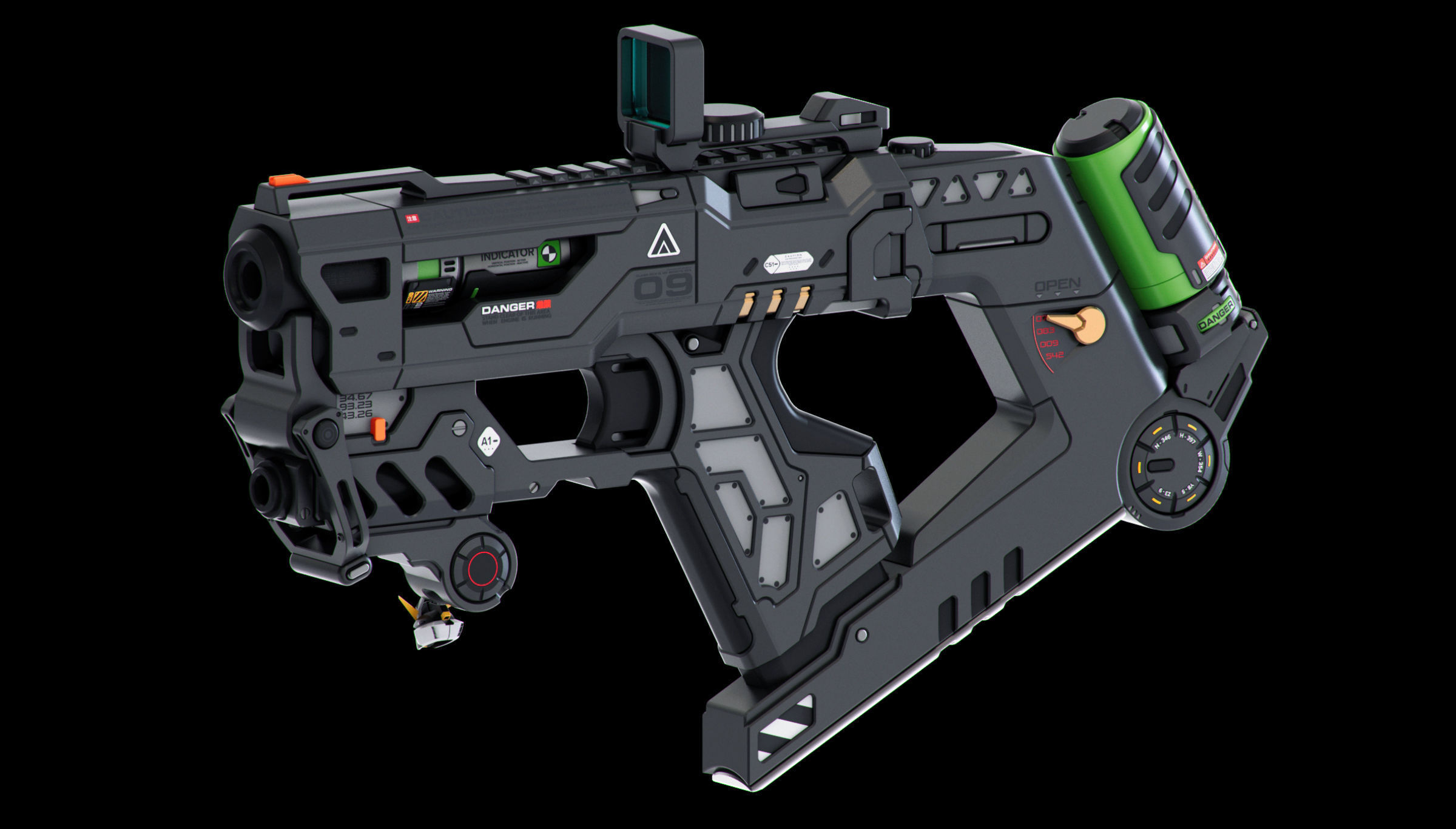 Sci-Fi Guns Set Kitbash 3D model_6