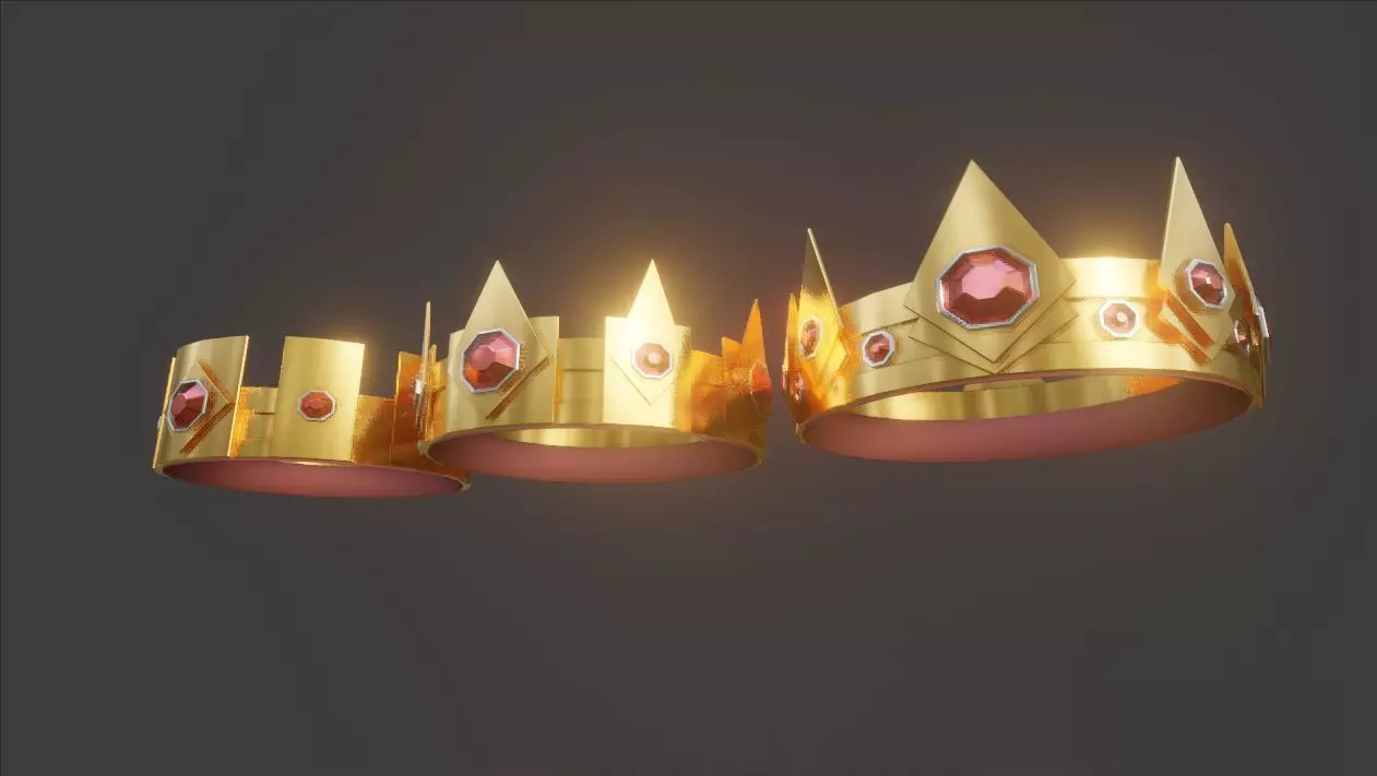 THREE CRUDE GOLDEN CROWNS - 3D model