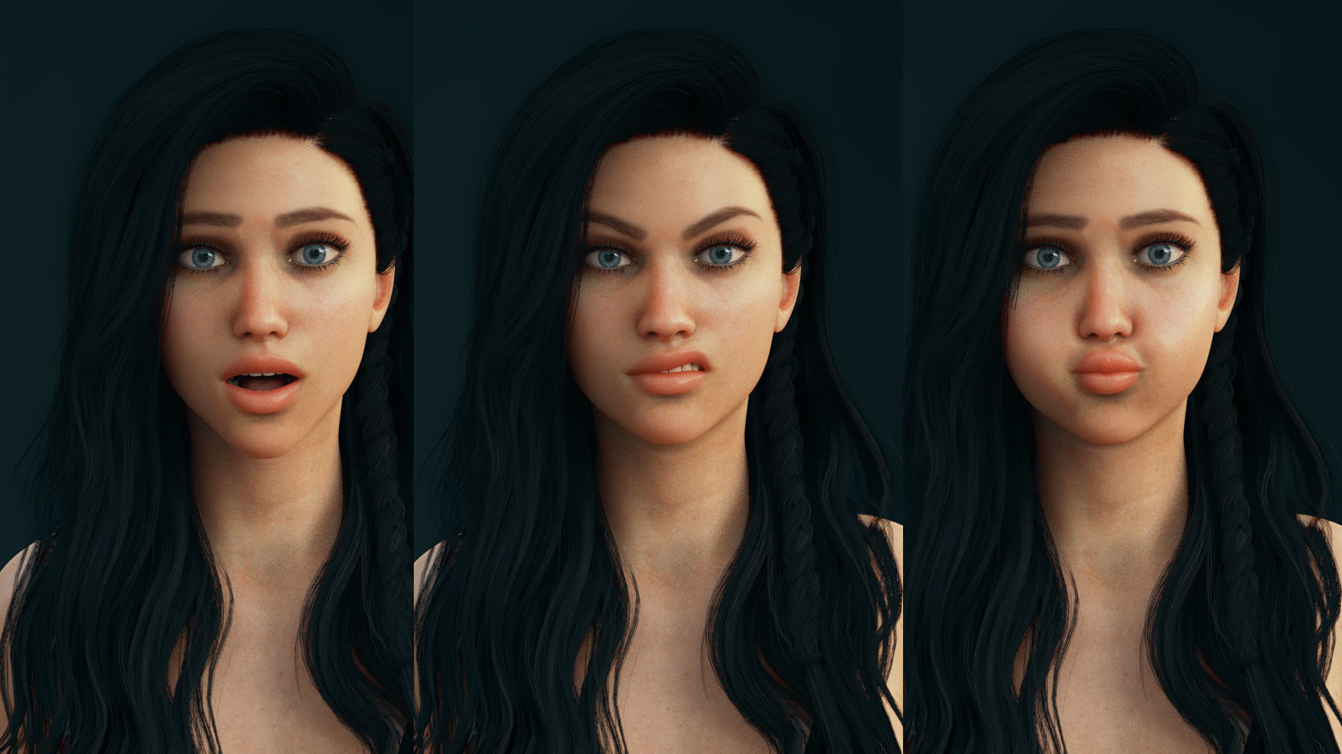 Rigged Female Model with Facial Blend shapes Low-poly 3D model_3