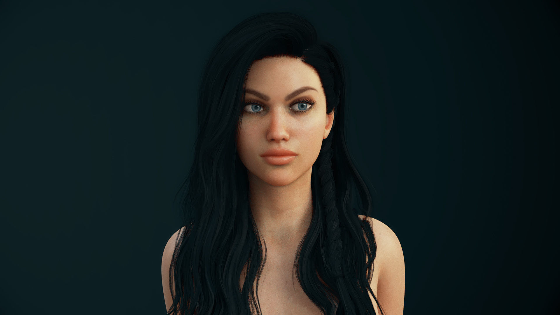 Rigged Female Model with Facial Blend shapes Low-poly 3D model_1