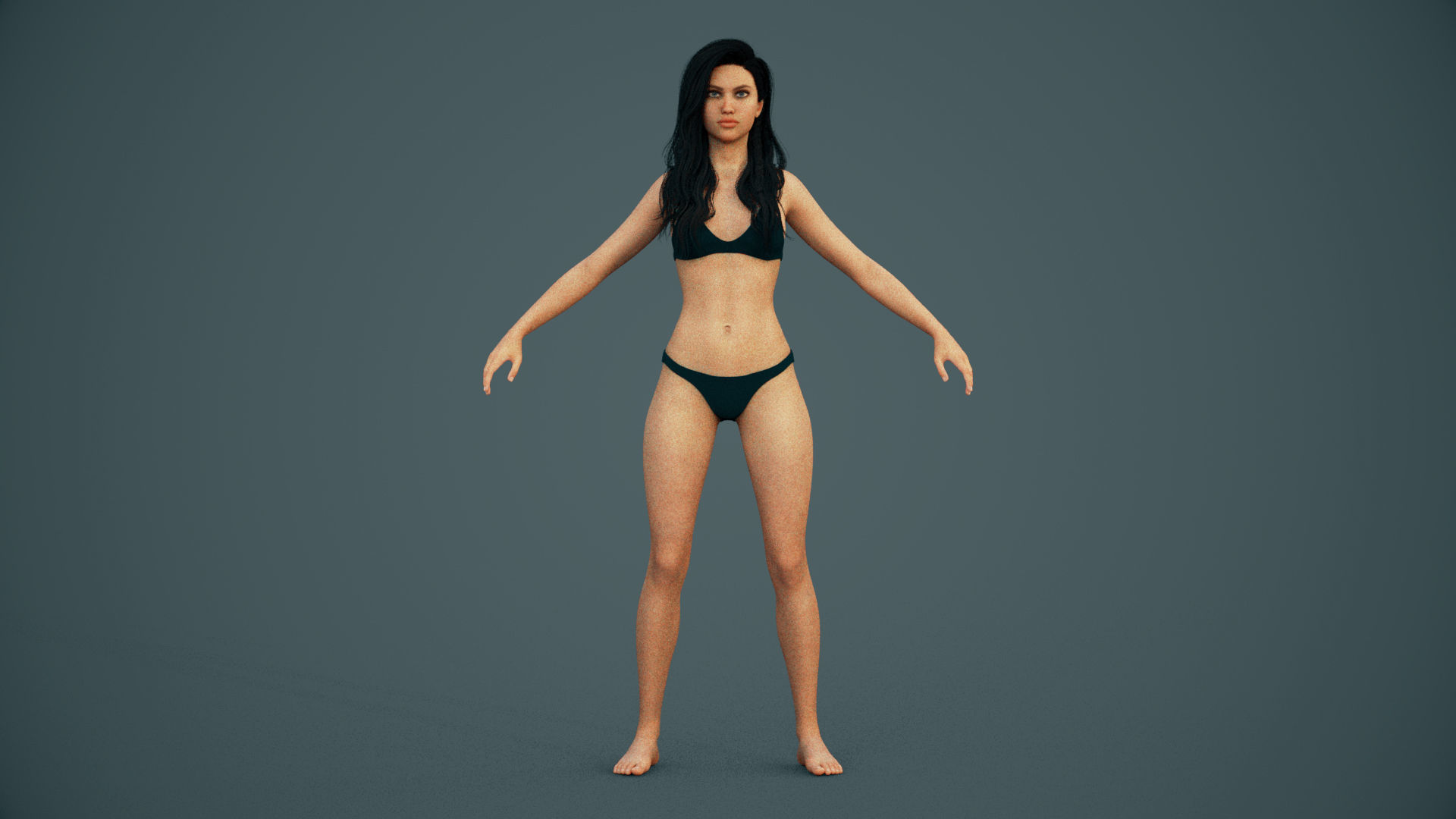 Rigged Female Model with Facial Blend shapes Low-poly 3D model_4