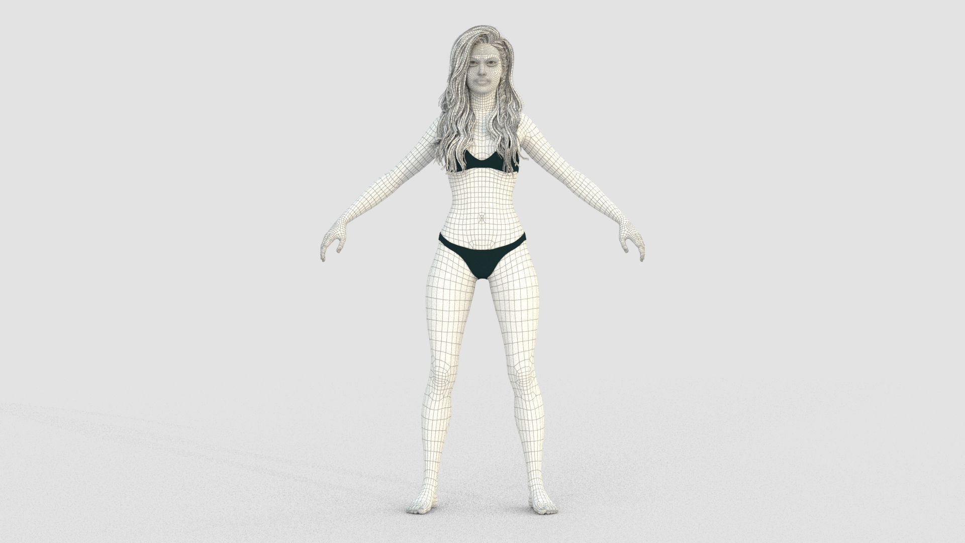 Rigged Female Model with Facial Blend shapes Low-poly 3D model_6
