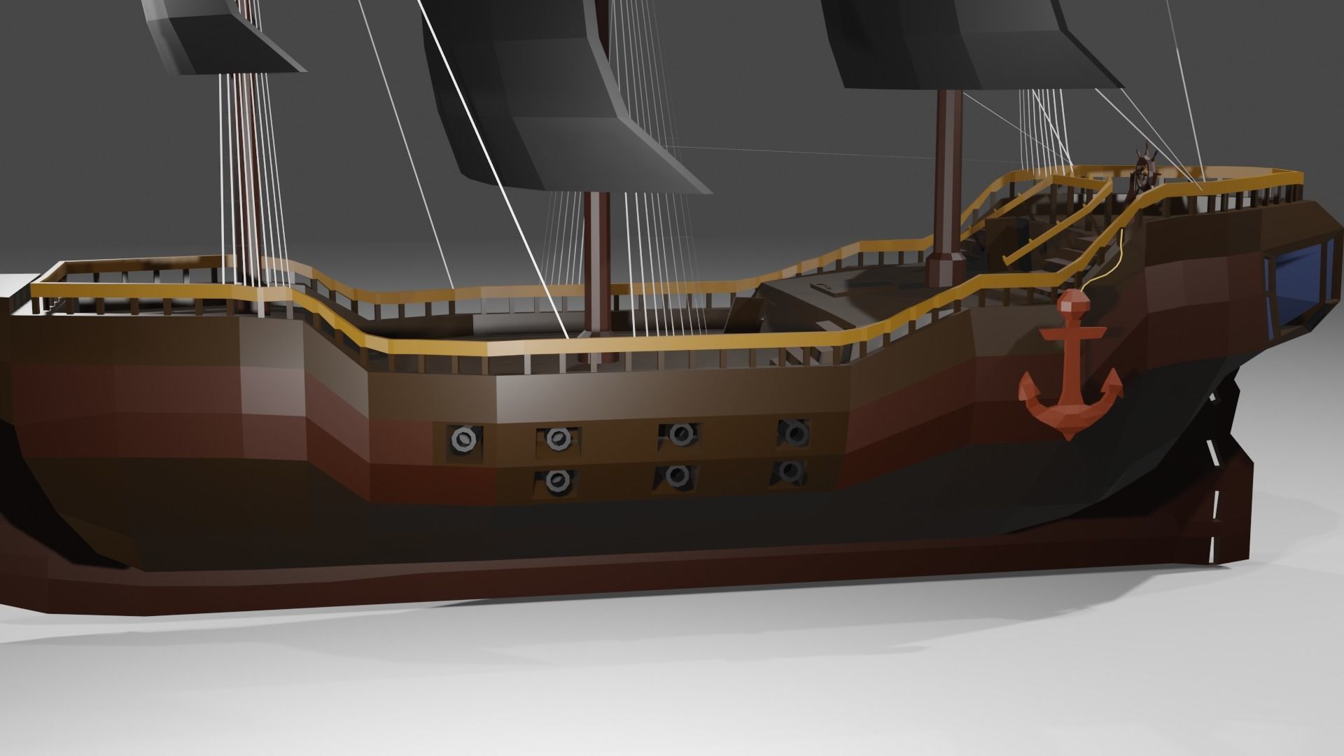 Low poly pirate ship Free low-poly 3D model_10
