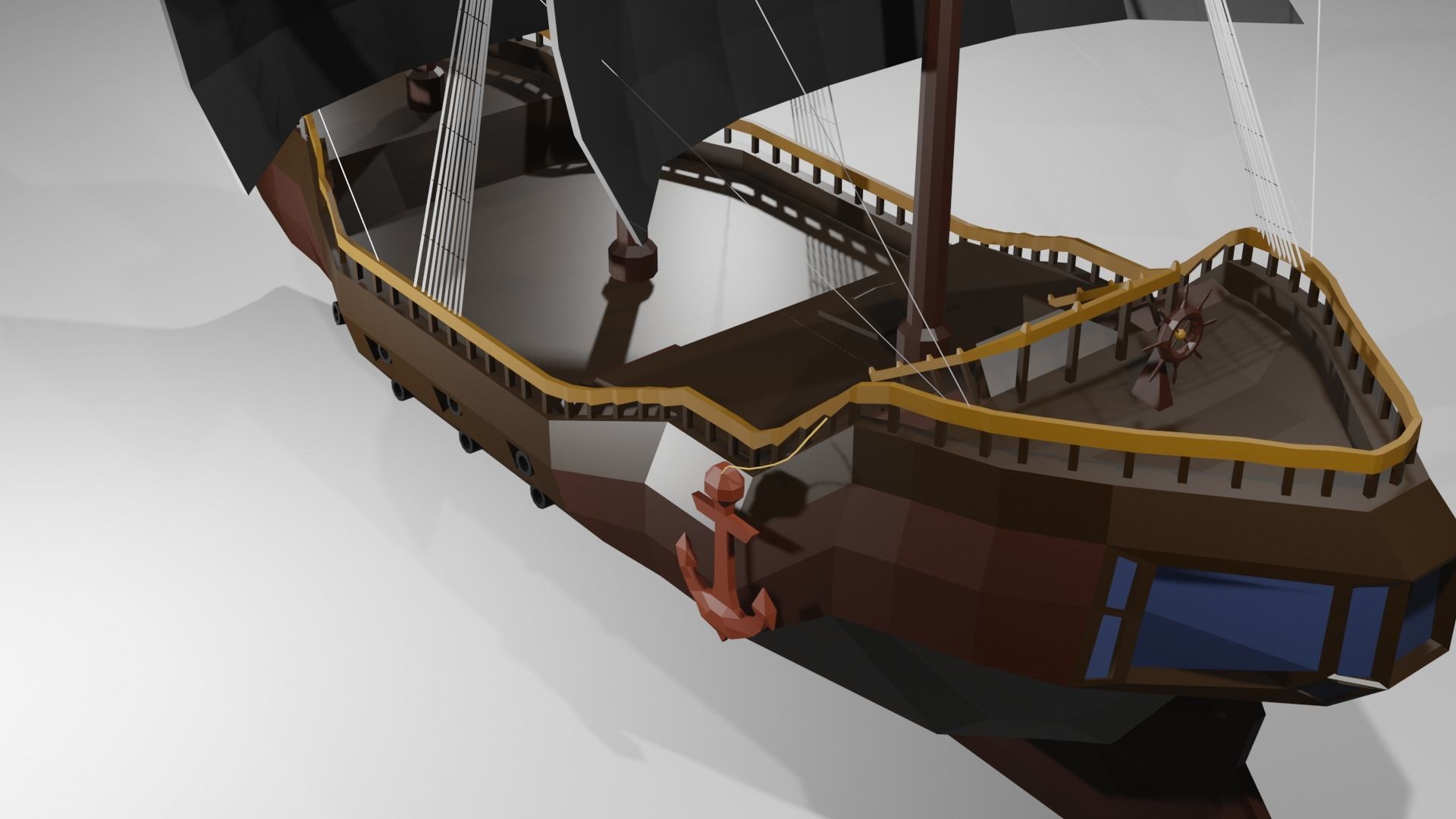 Low poly pirate ship Free low-poly 3D model_2