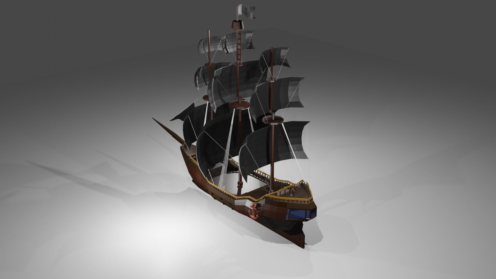 Low poly pirate ship Free low-poly 3D model_4