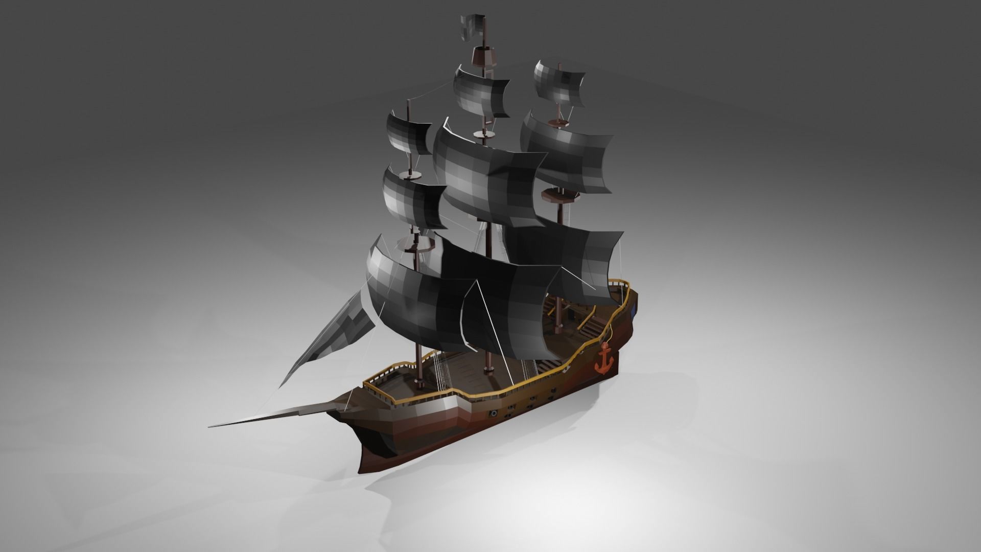 Low poly pirate ship Free low-poly 3D model_3