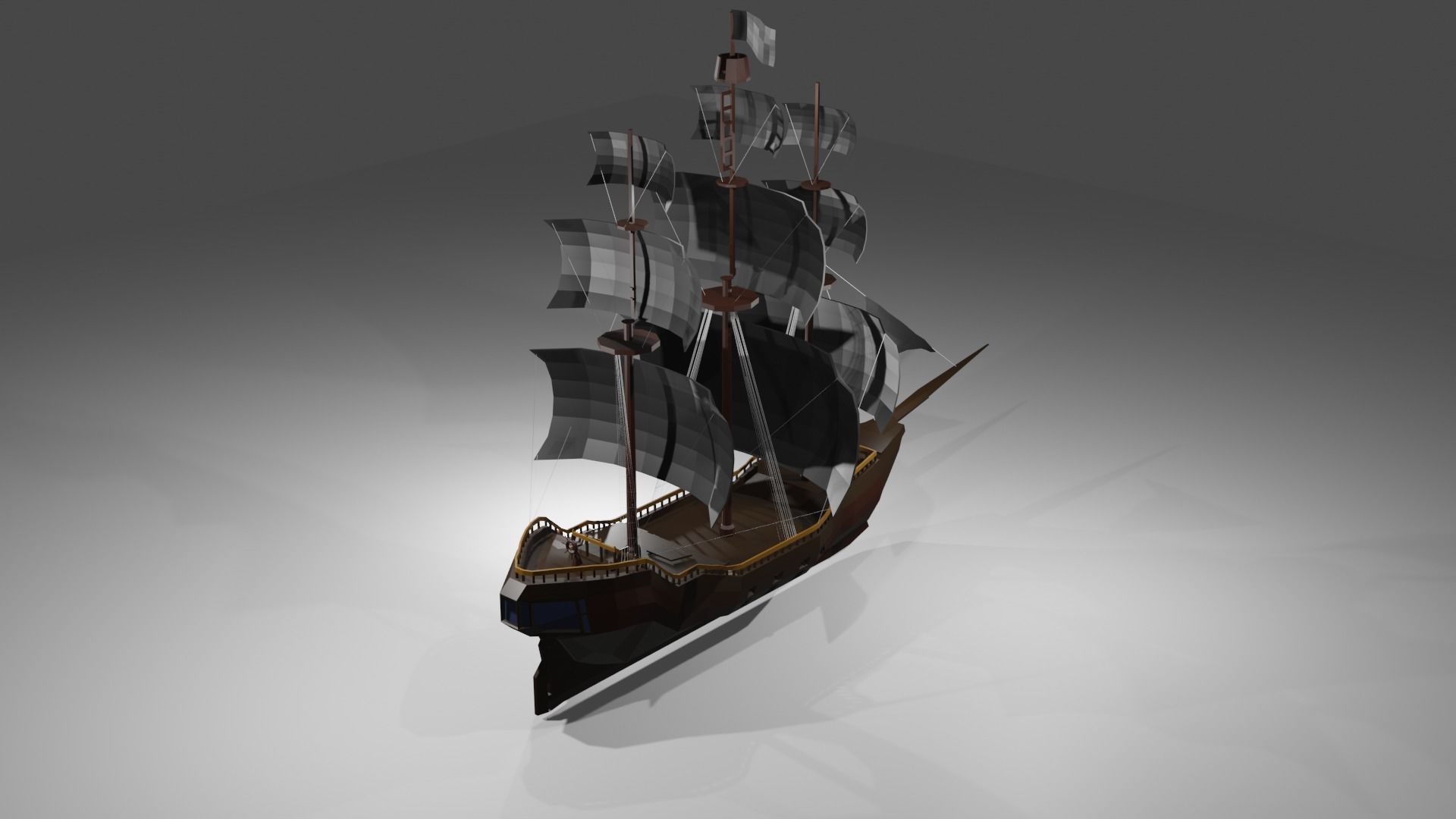 Low poly pirate ship Free low-poly 3D model_5