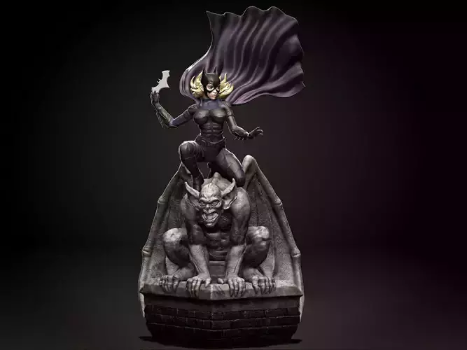 Batgirl statue of demon with cape 3D print model