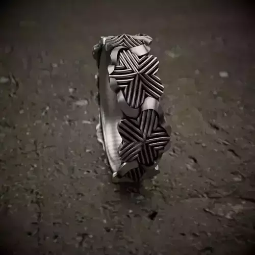 Stylized-flower-ring silver ring