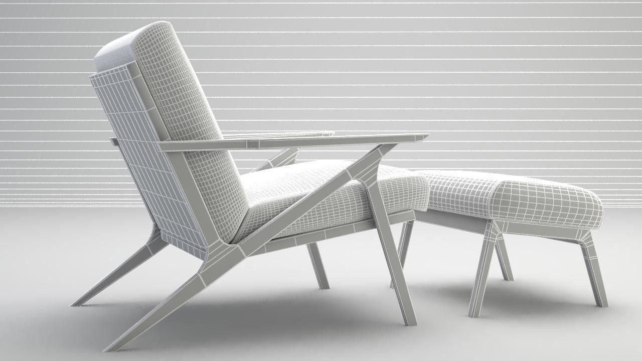 armchair lounge chair and ottoman Free 3D model_4