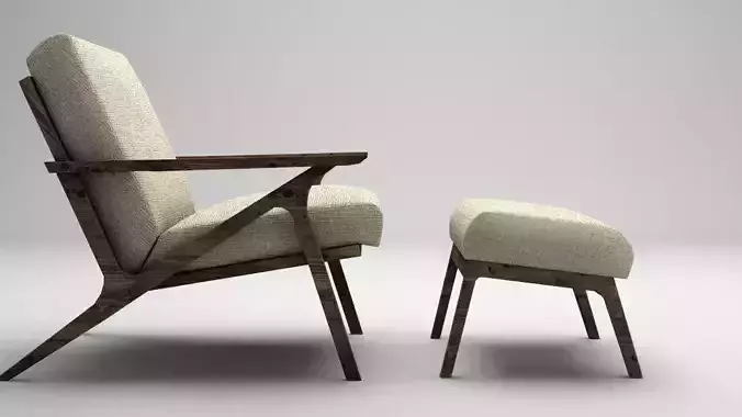 armchair lounge chair and ottoman Free 3D model