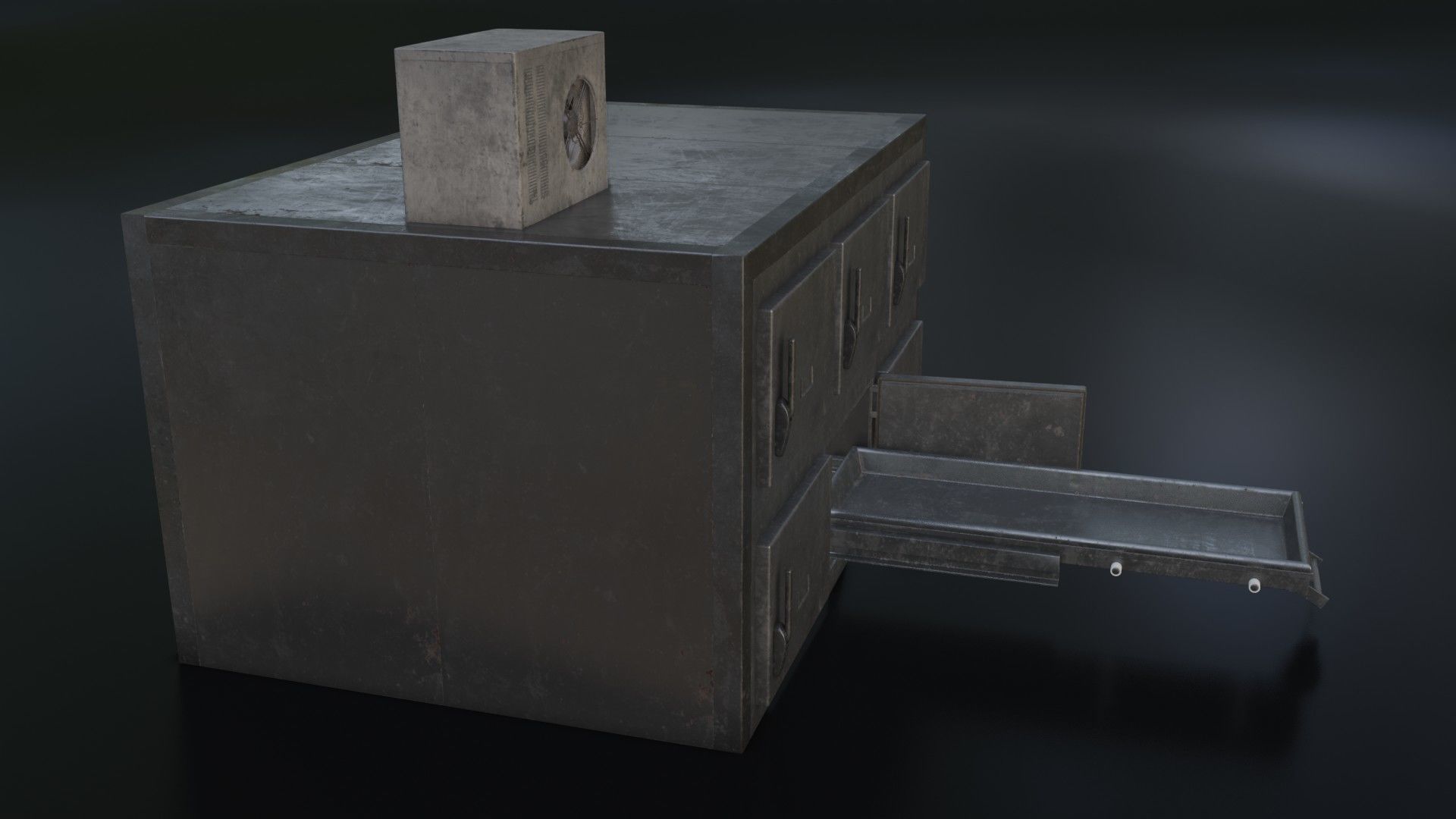Old Dirty Morgue Drawer - Mortuary Fridge Low-poly 3D model_30
