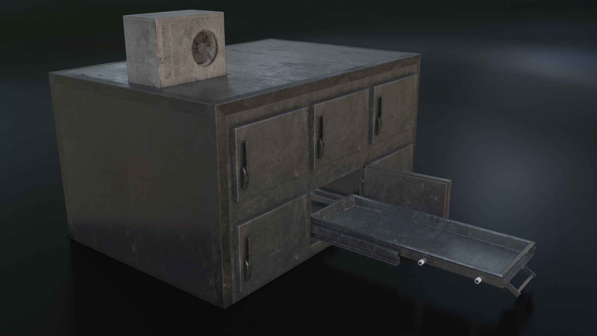 Old Dirty Morgue Drawer - Mortuary Fridge Low-poly 3D model_32
