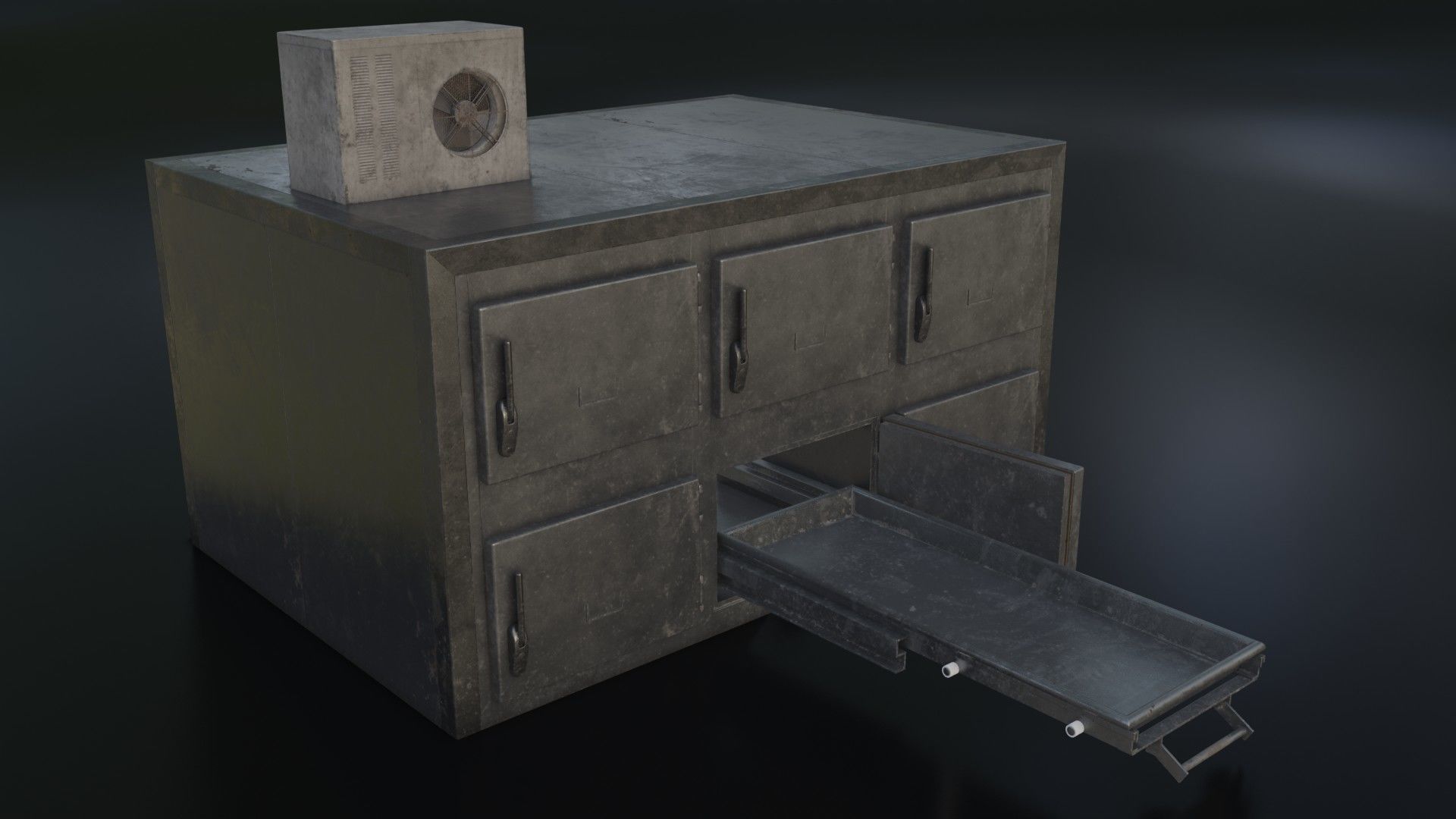 Old Dirty Morgue Drawer - Mortuary Fridge Low-poly 3D model_33