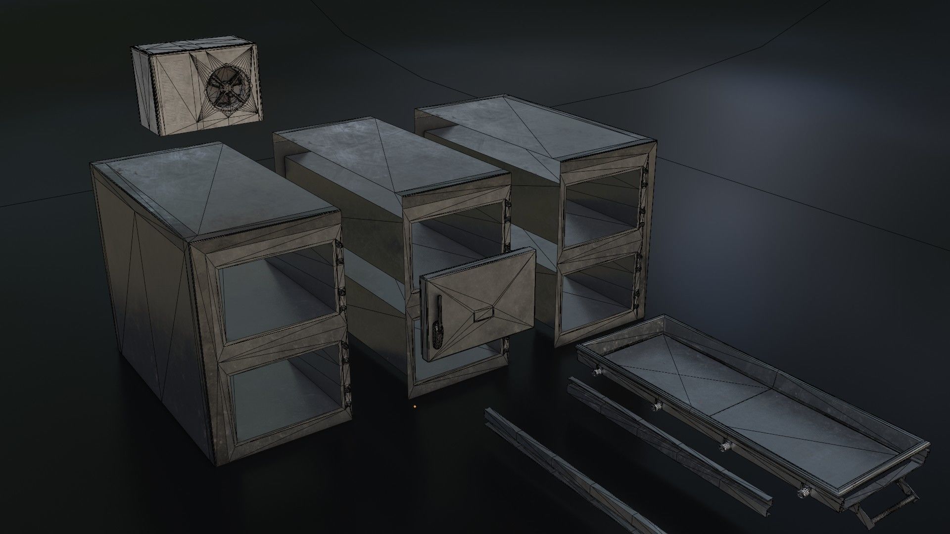 Old Dirty Morgue Drawer - Mortuary Fridge Low-poly 3D model_36