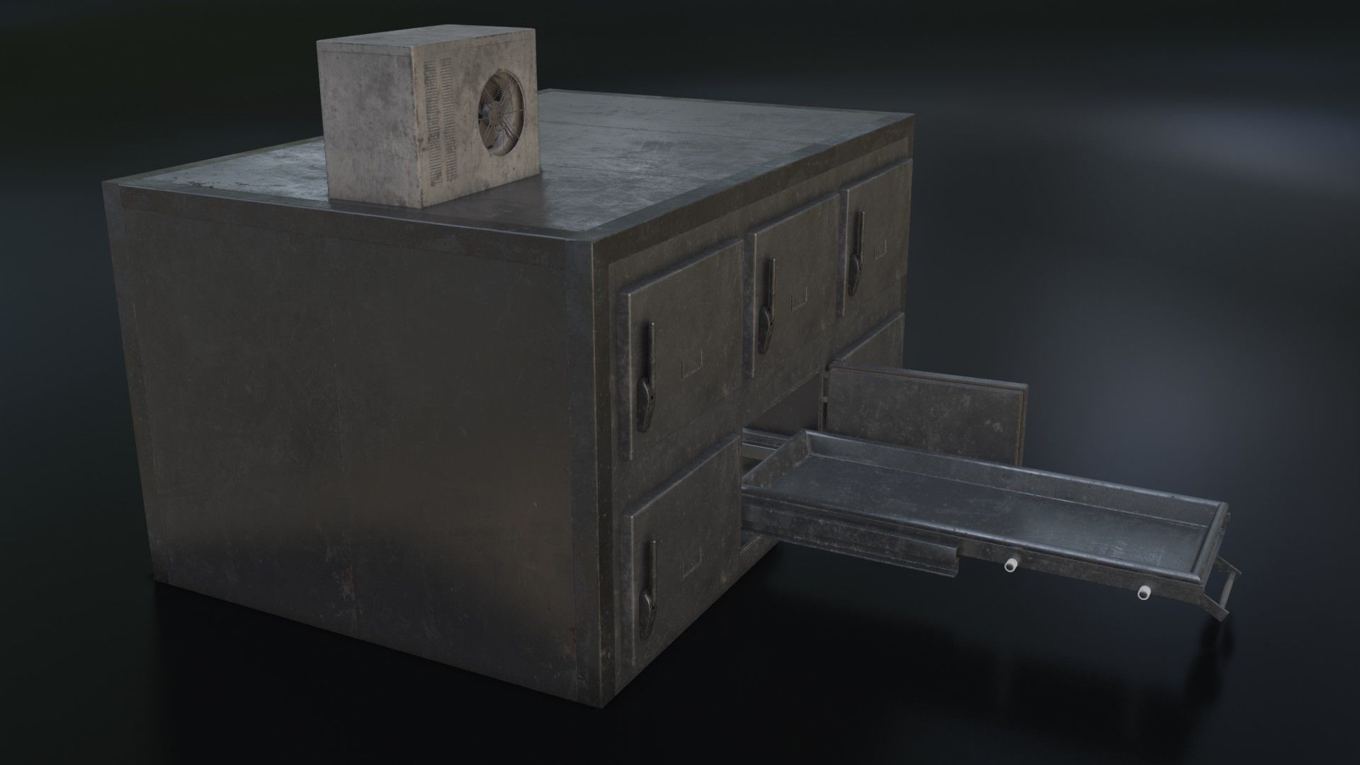 Old Dirty Morgue Drawer - Mortuary Fridge Low-poly 3D model_31