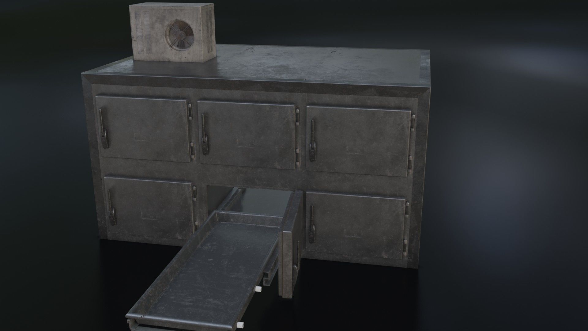 Old Dirty Morgue Drawer - Mortuary Fridge Low-poly 3D model_4