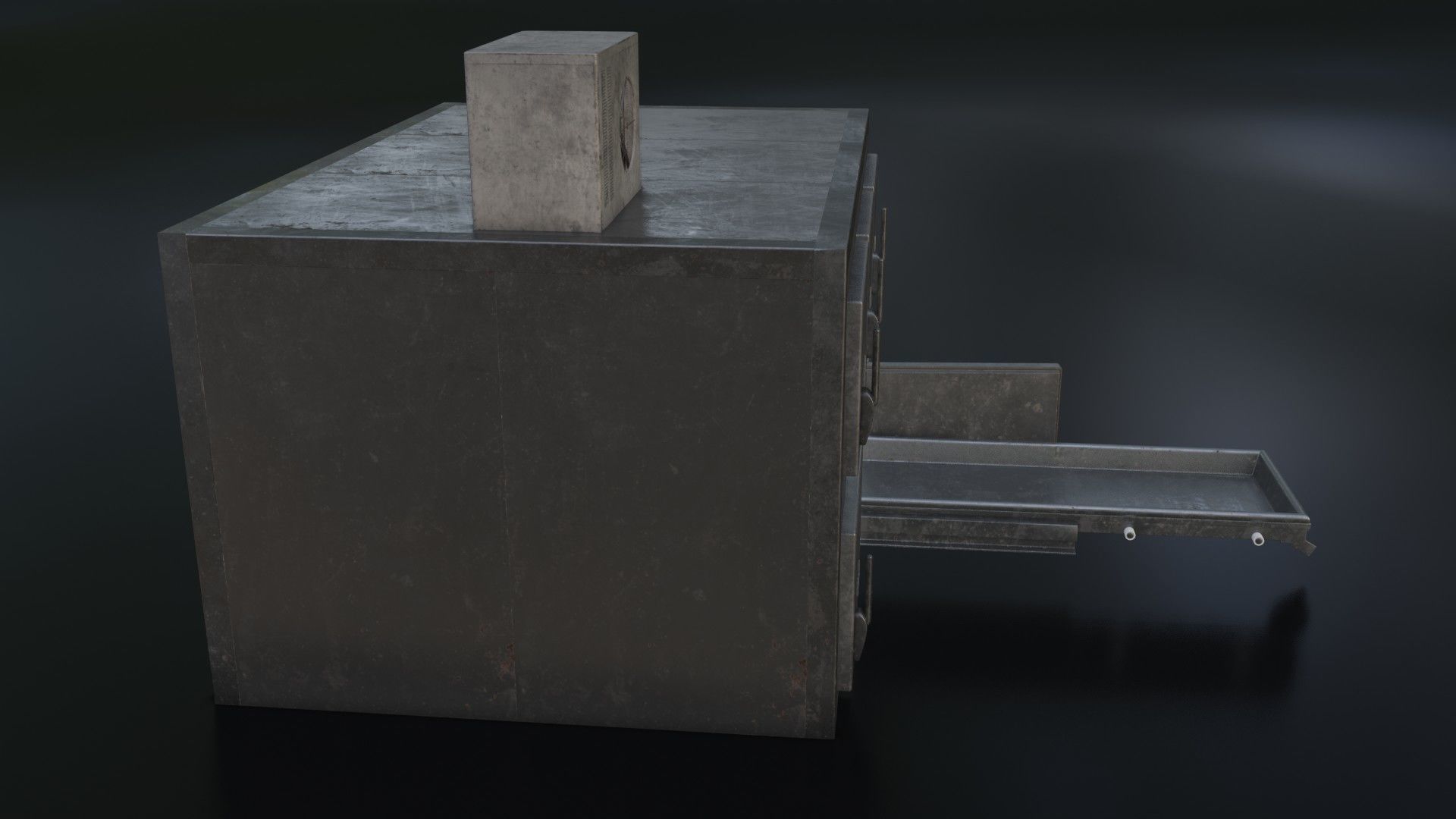 Old Dirty Morgue Drawer - Mortuary Fridge Low-poly 3D model_29