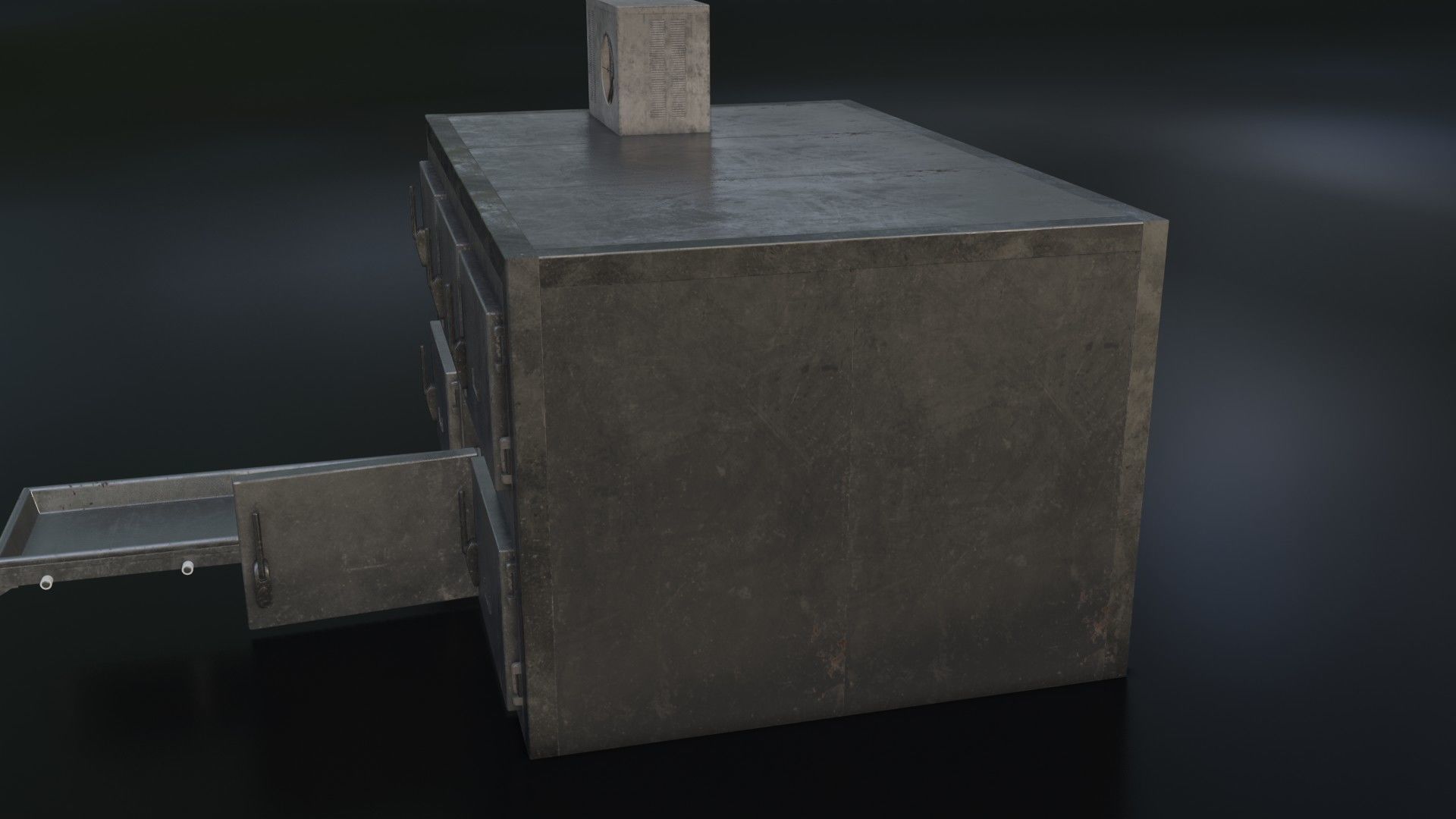 Old Dirty Morgue Drawer - Mortuary Fridge Low-poly 3D model_10