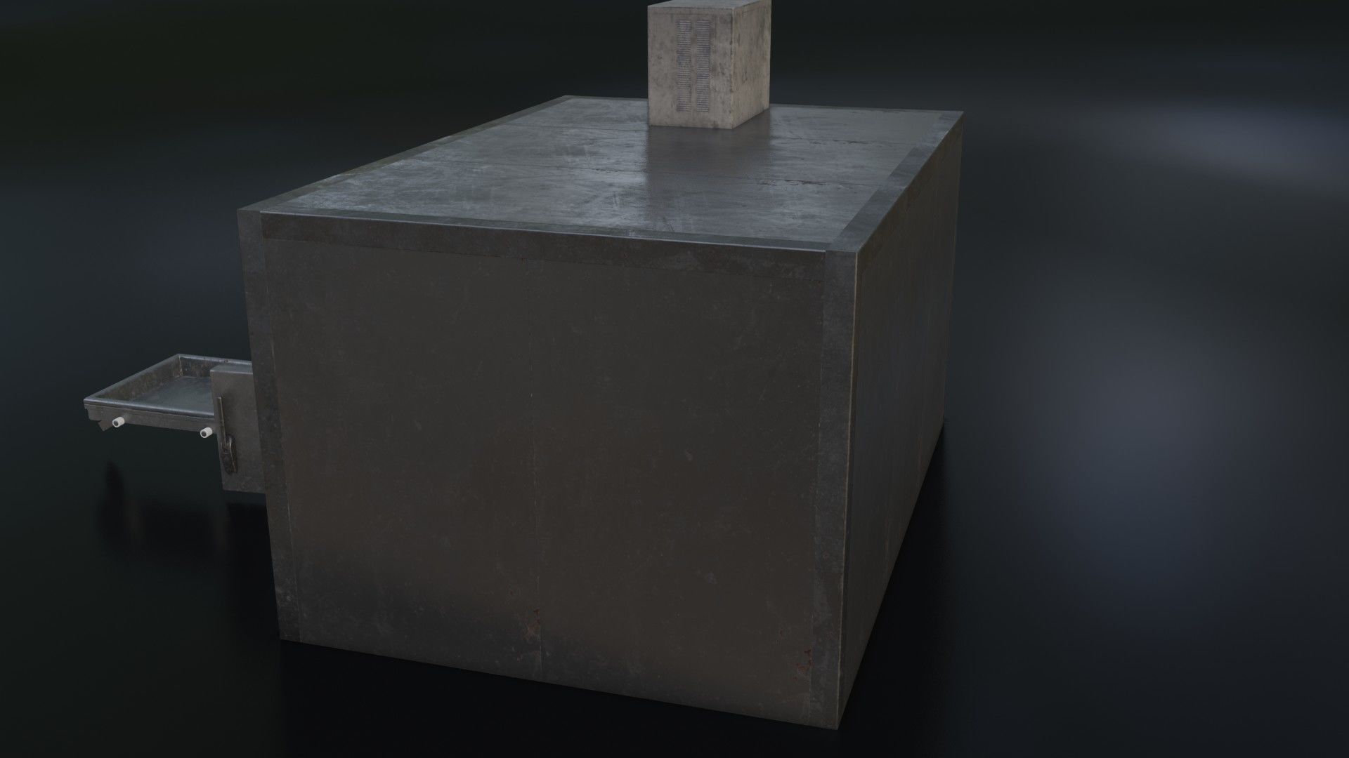 Old Dirty Morgue Drawer - Mortuary Fridge Low-poly 3D model_13