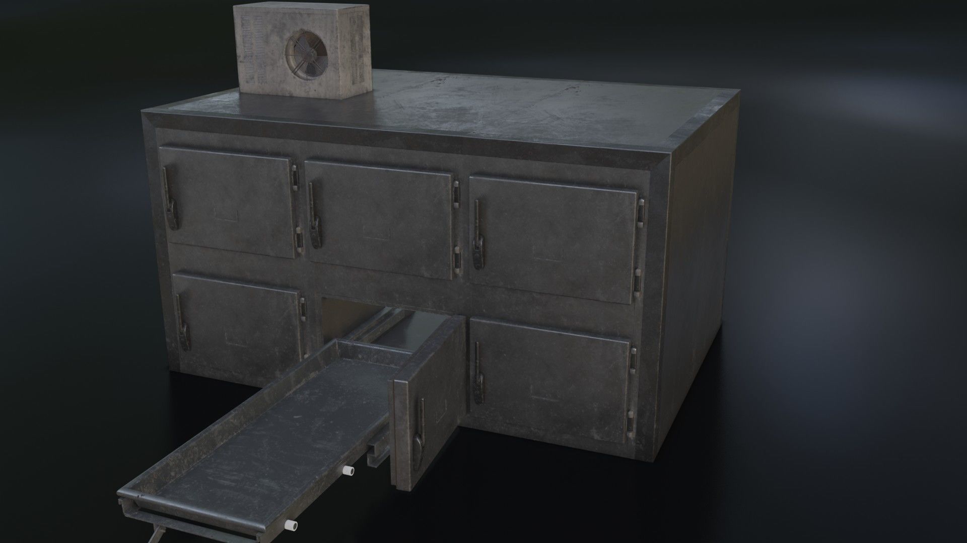 Old Dirty Morgue Drawer - Mortuary Fridge Low-poly 3D model_5