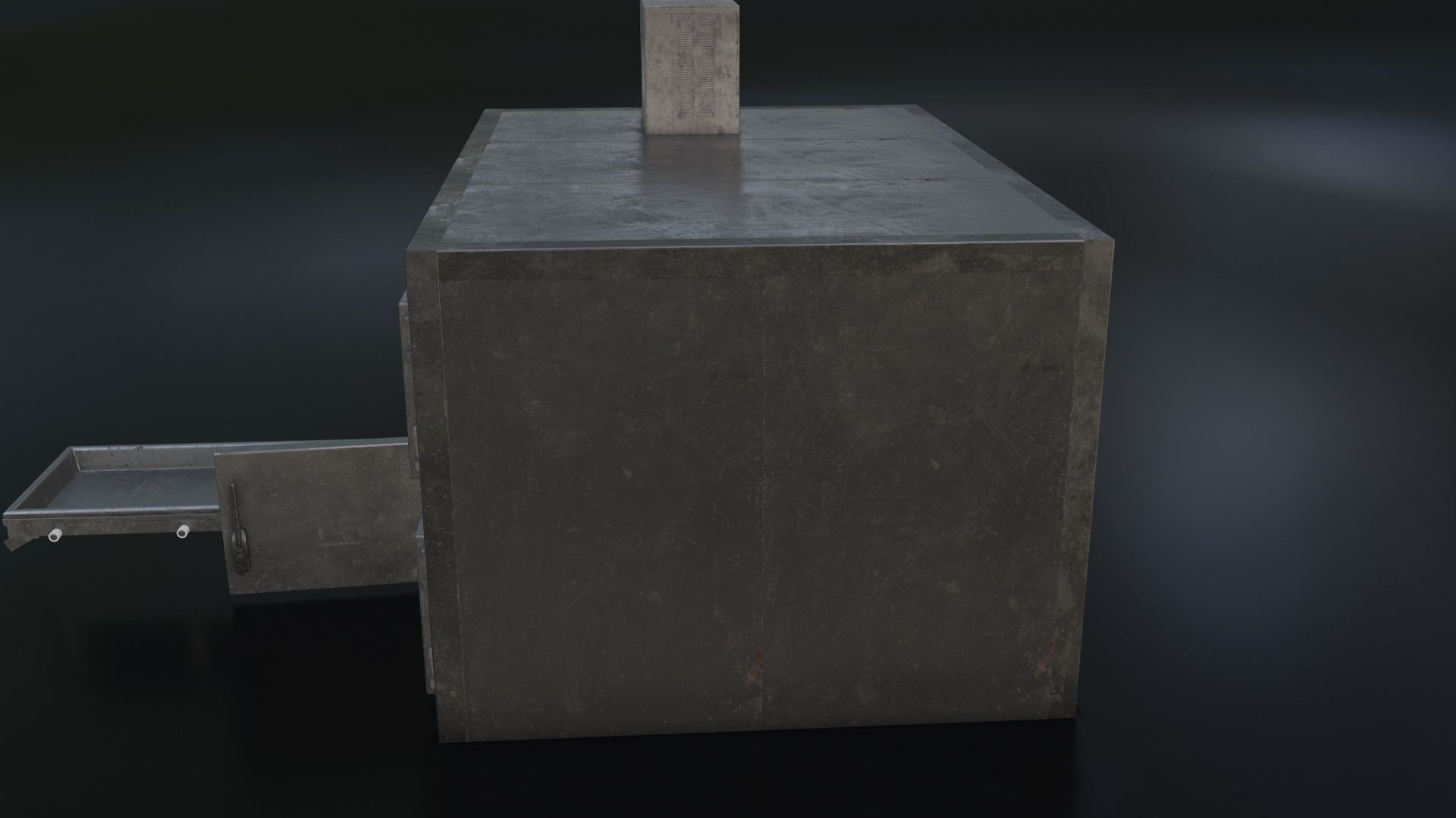 Old Dirty Morgue Drawer - Mortuary Fridge Low-poly 3D model_11