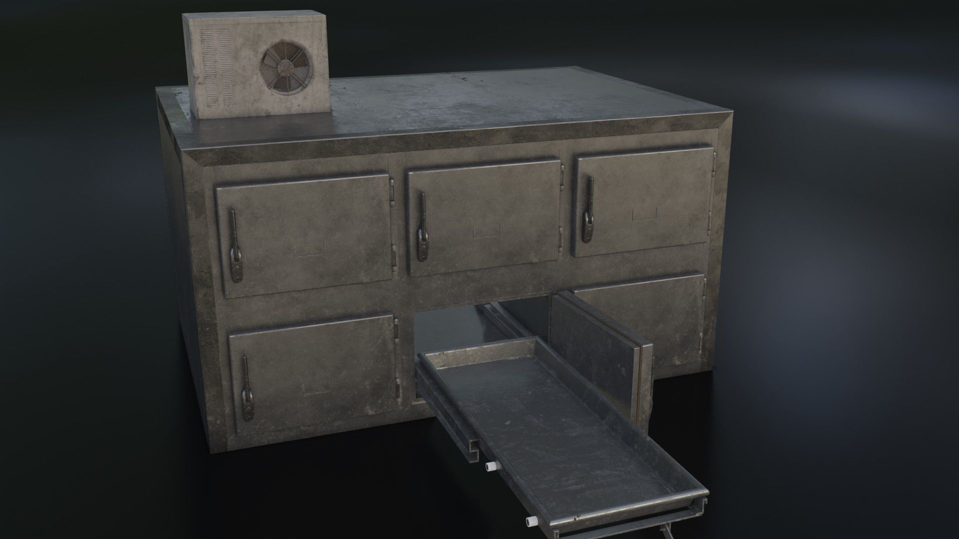 Old Dirty Morgue Drawer - Mortuary Fridge Low-poly 3D model_1