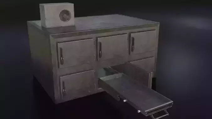 Old Dirty Morgue Drawer - Mortuary Fridge Low-poly 3D model