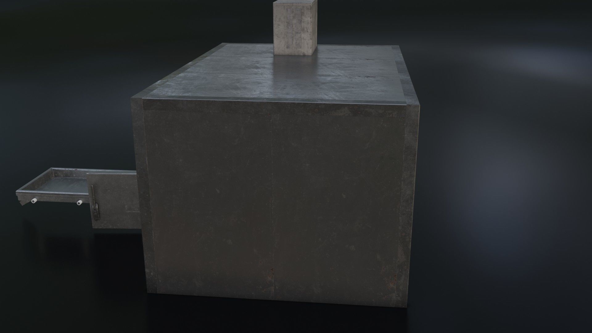 Old Dirty Morgue Drawer - Mortuary Fridge Low-poly 3D model_12