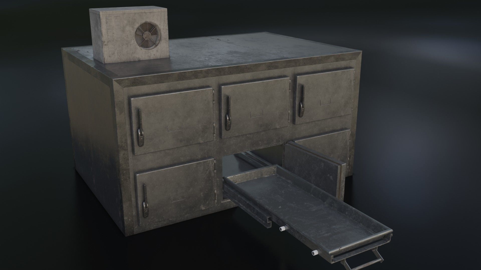Old Dirty Morgue Drawer - Mortuary Fridge Low-poly 3D model_34
