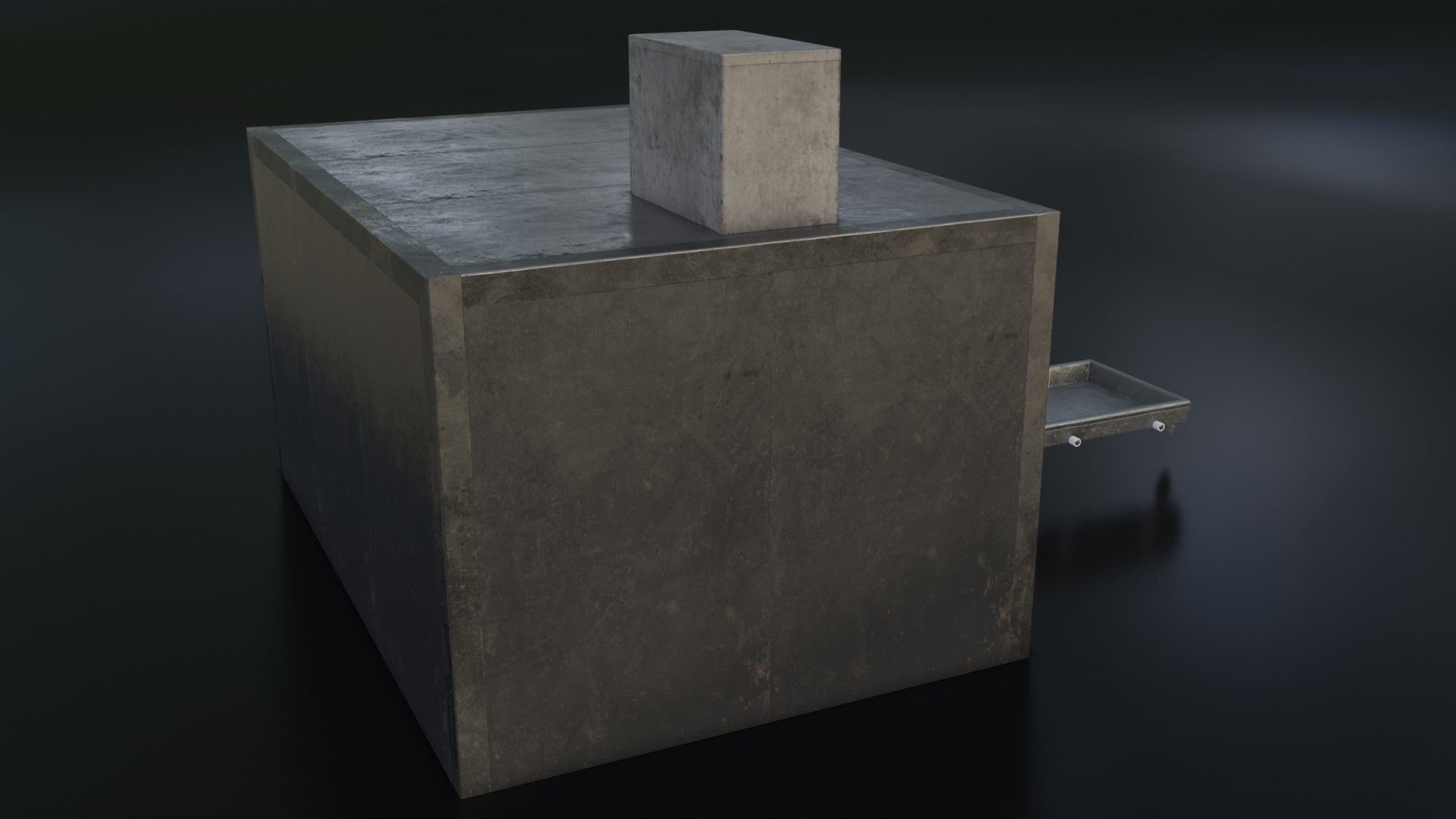 Old Dirty Morgue Drawer - Mortuary Fridge Low-poly 3D model_26