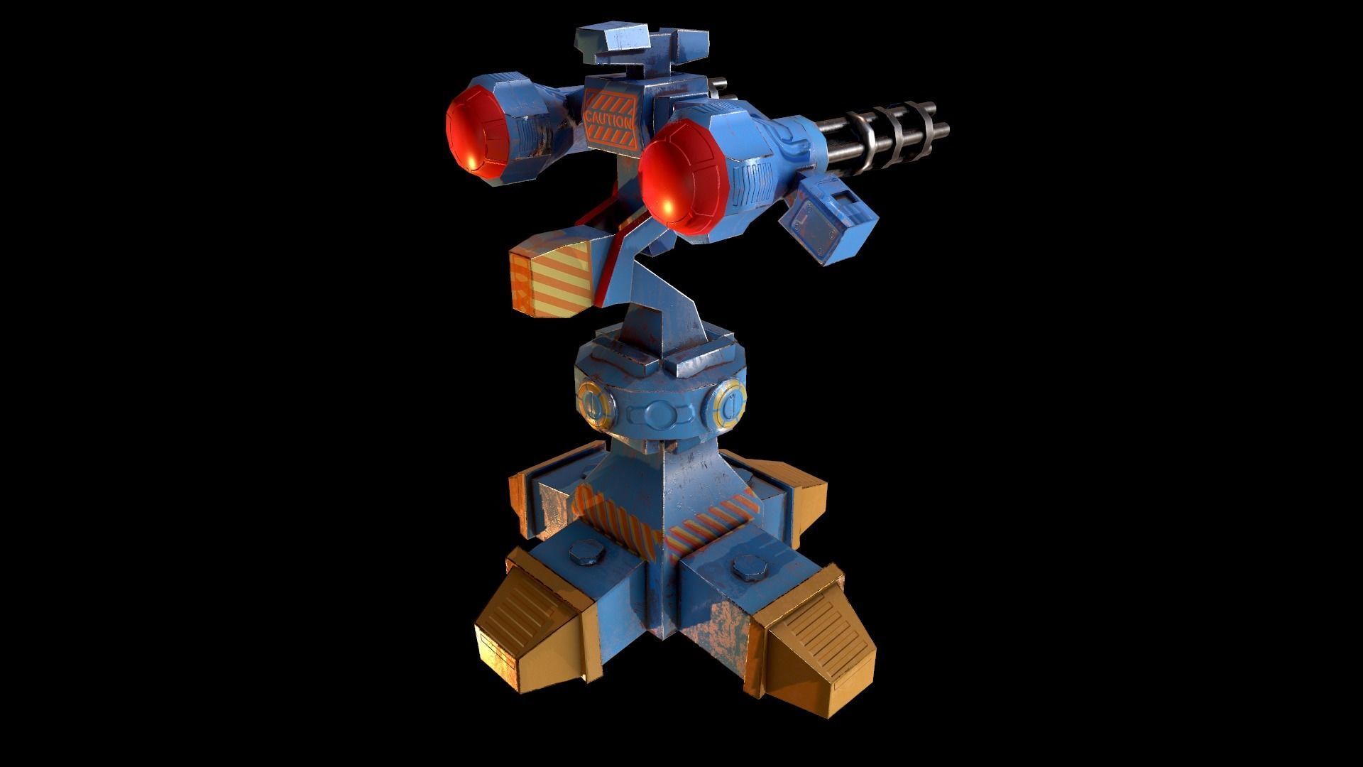 Machine Gun Turret Low-poly 3D model_4