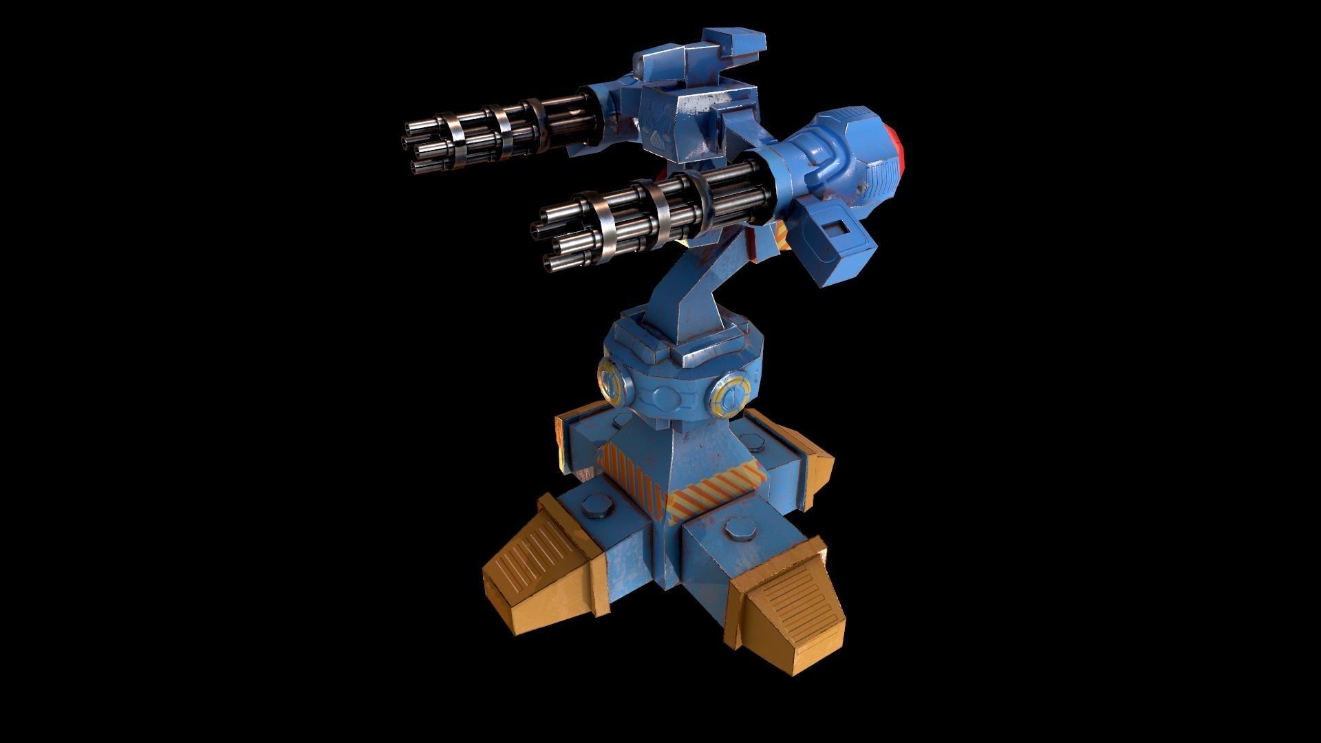 Machine Gun Turret Low-poly 3D model_1