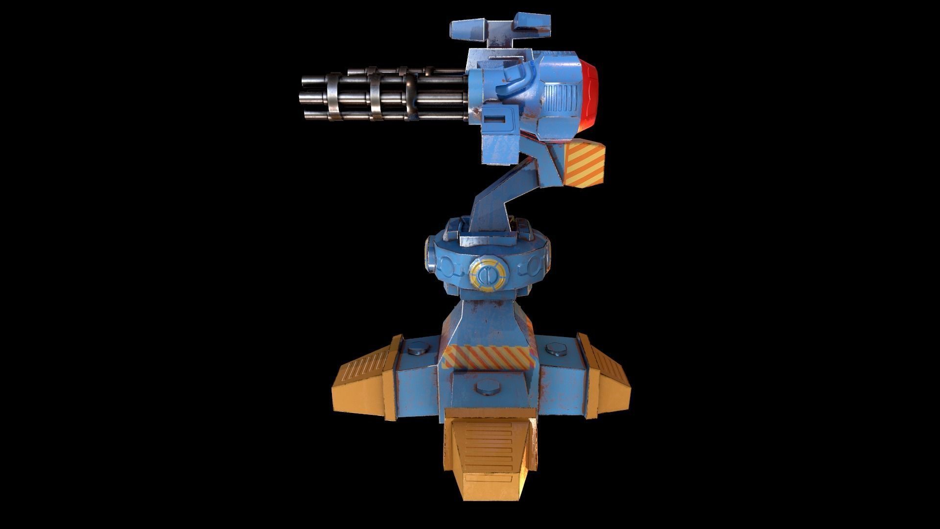 Machine Gun Turret Low-poly 3D model_3