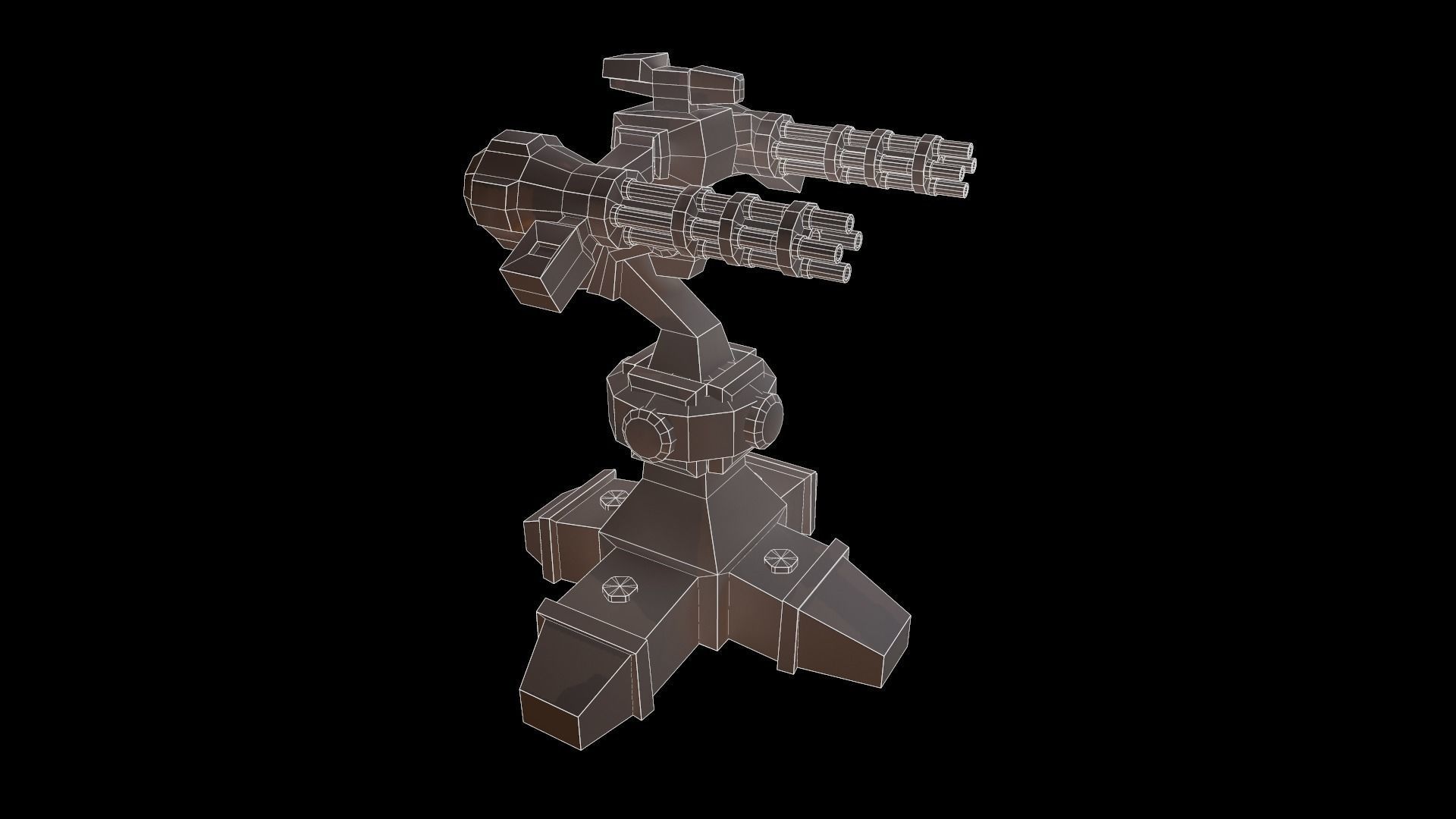 Machine Gun Turret Low-poly 3D model_8