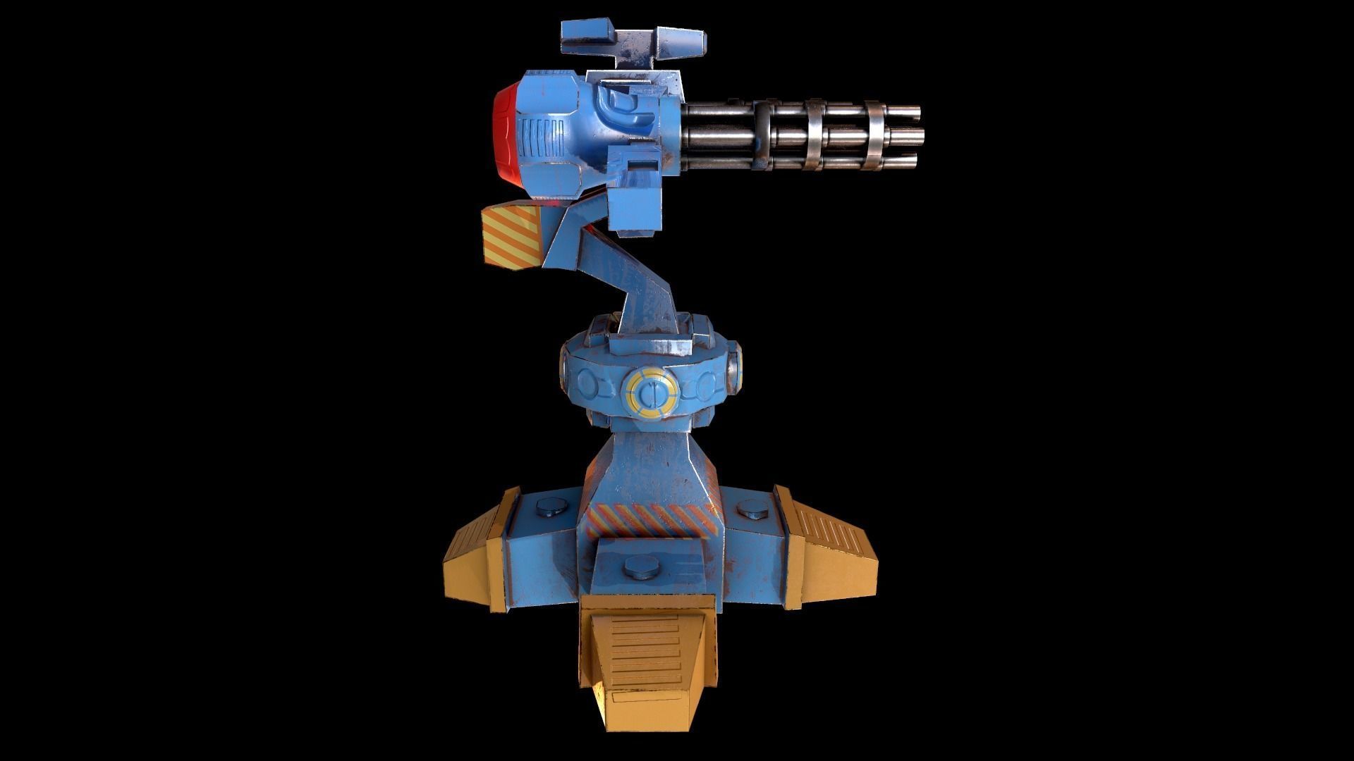 Machine Gun Turret Low-poly 3D model_2