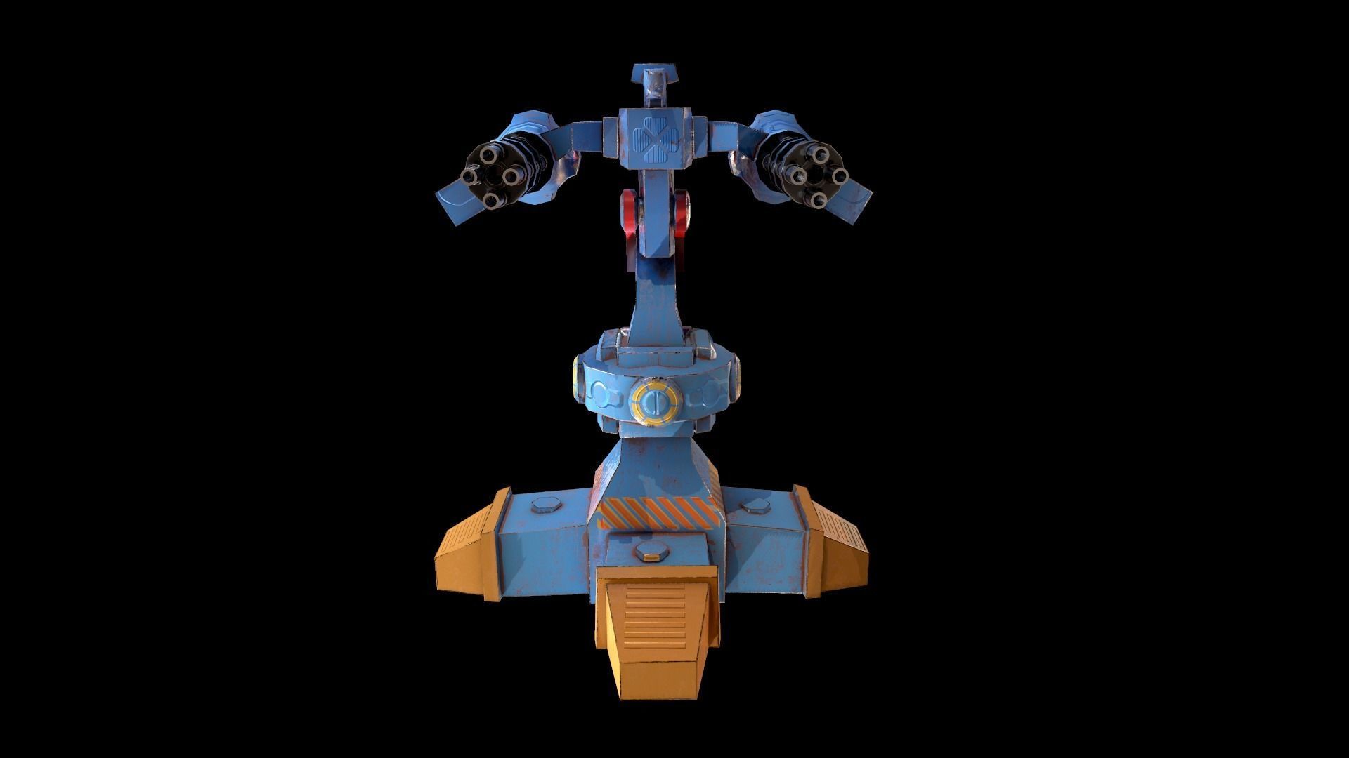 Machine Gun Turret Low-poly 3D model_6