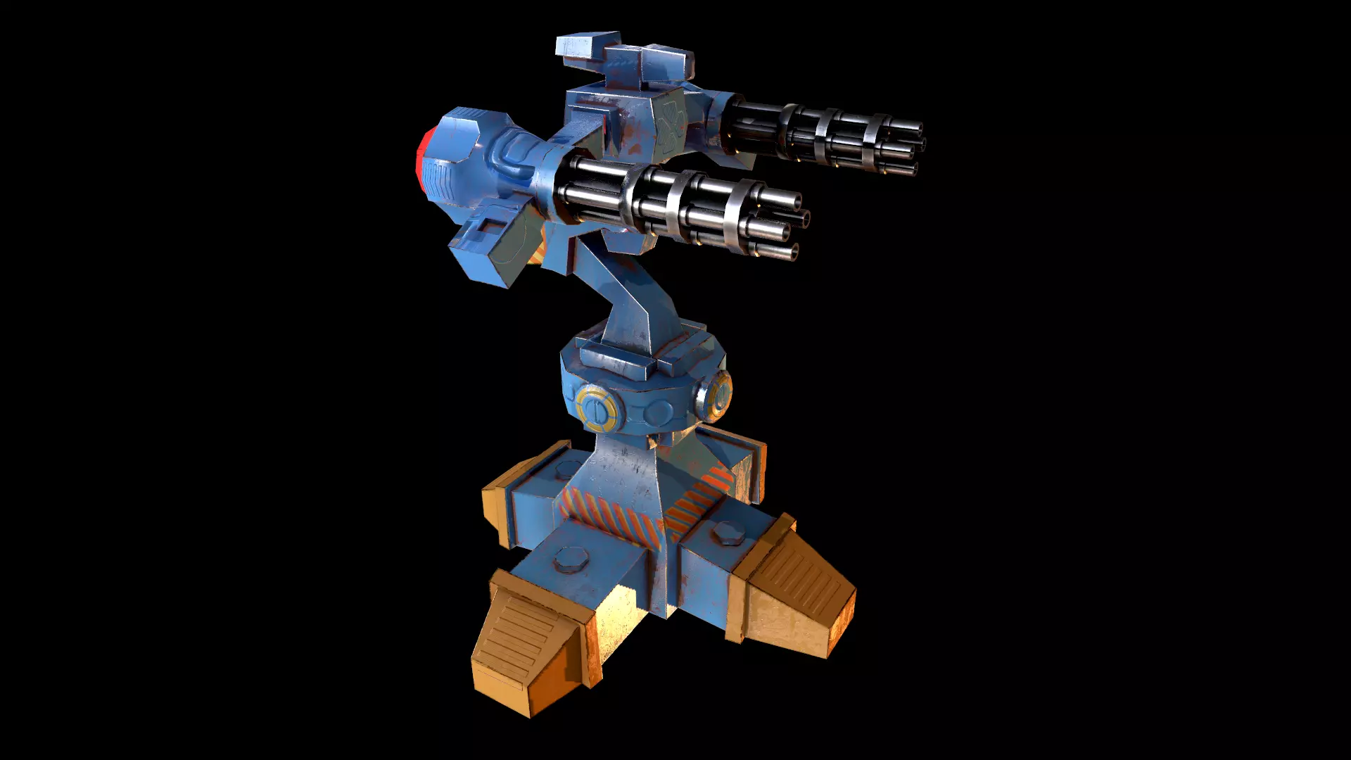 Machine Gun Turret Low-poly 3D model_0